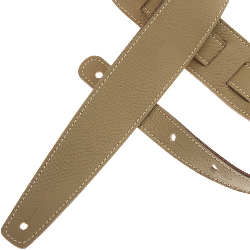 closeup of a Italian leather Magrabo Holes HS Colors Pistachio 6 cm guitar strap