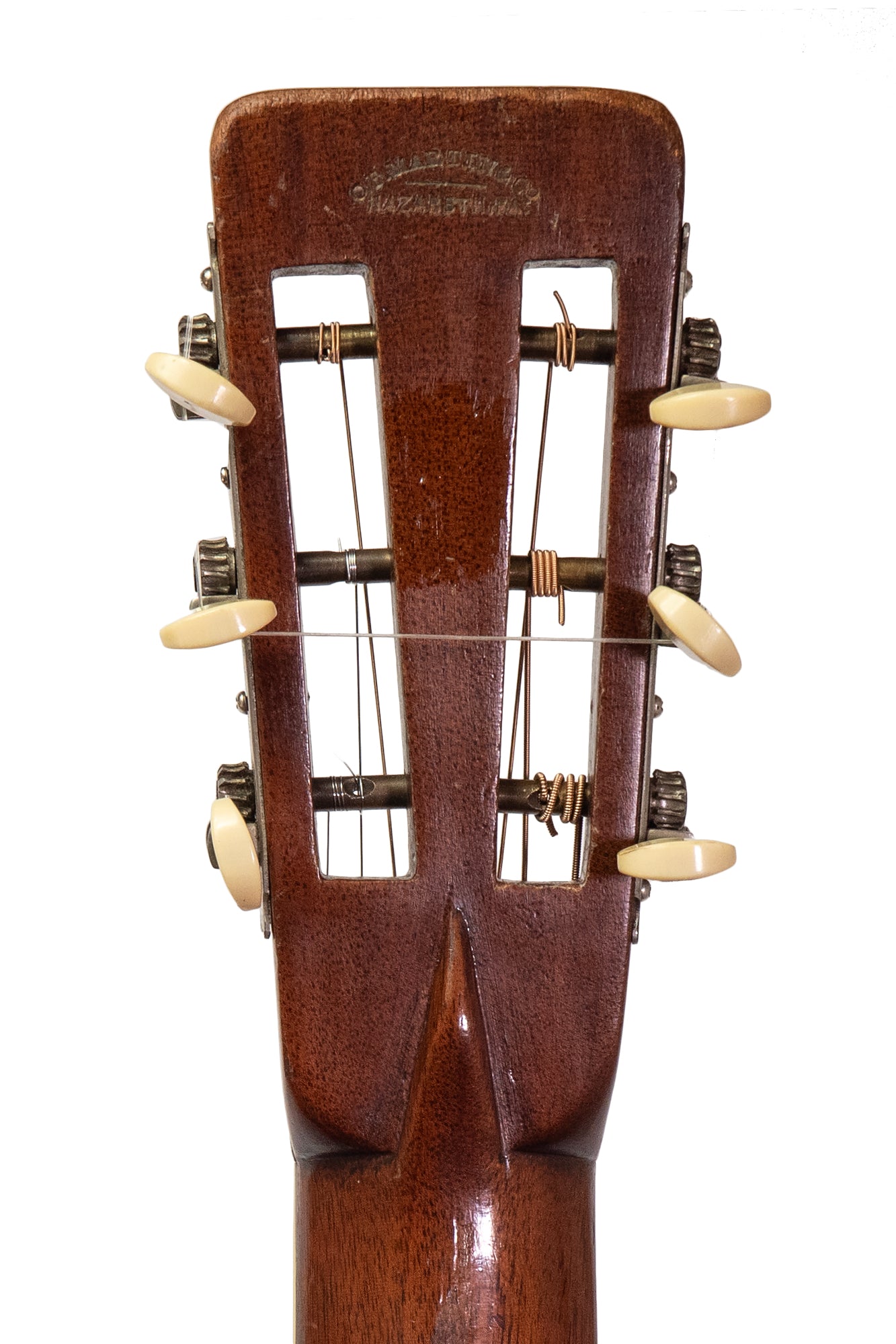 Back of vintage pre-ware 1919 Martin 00-45 headstock