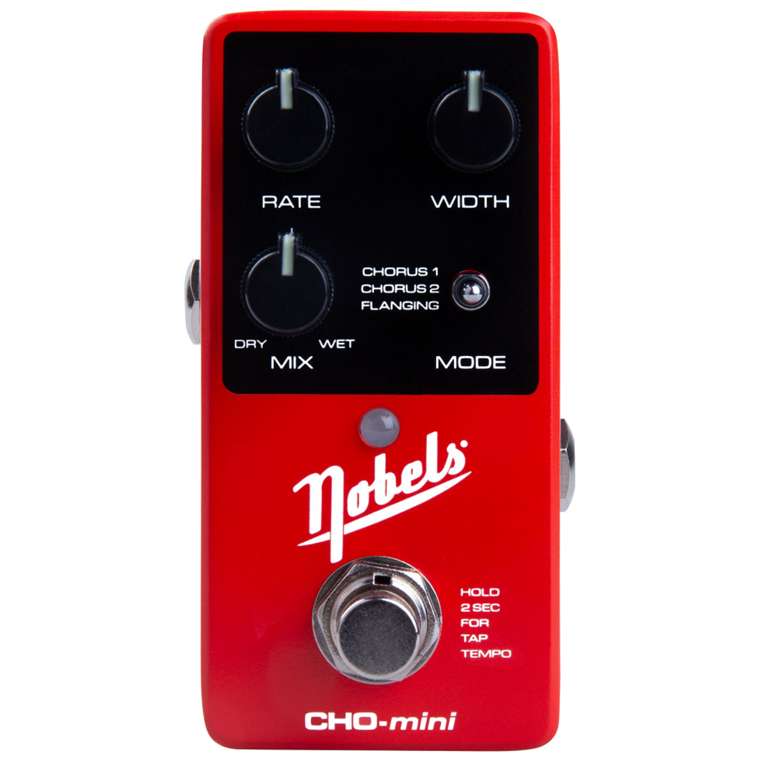 Red Dobels CHO-mini guitar effects pedal with control knobs and display on a white background