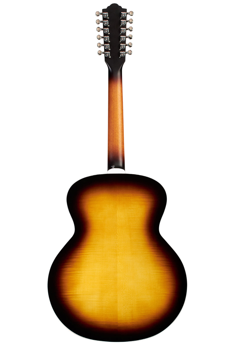 full length rear shot of a Guild F-2512E Deluxe 12 String in sunburst