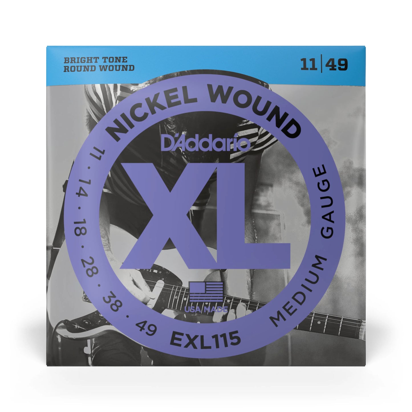 D'addario XL Nickel Electric Guitar Strings - Medium (11-49)