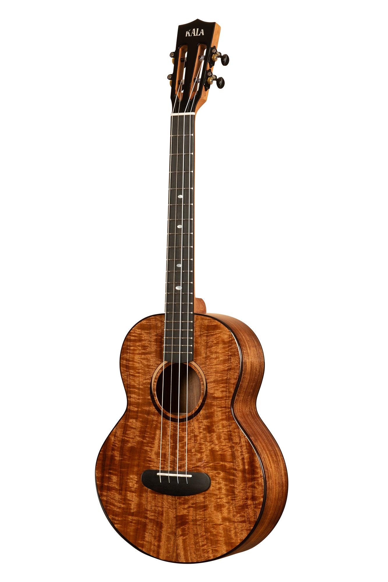 Kala Contour All Solid Gloss Acacia Baritone Ukulele - left side