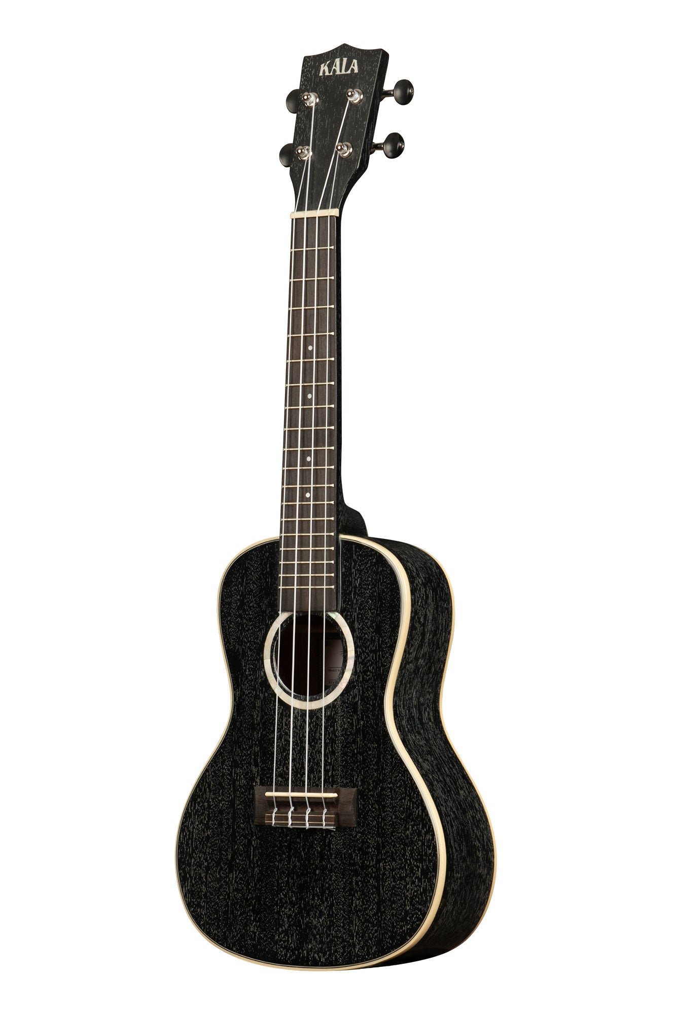 Kala All Solid Salt & Pepper Doghair Mahogany Concert Ukulele - left side