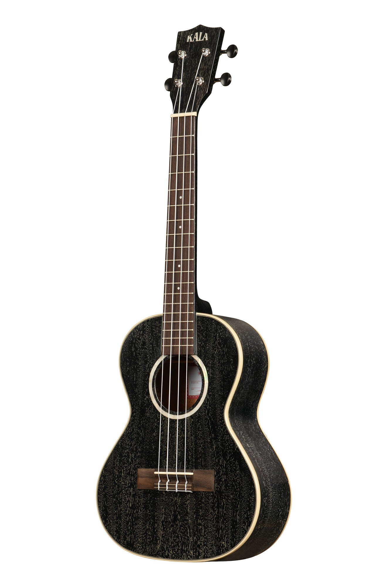 Kala All Solid Salt & Pepper Doghair Mahogany Tenor Ukulele - left side