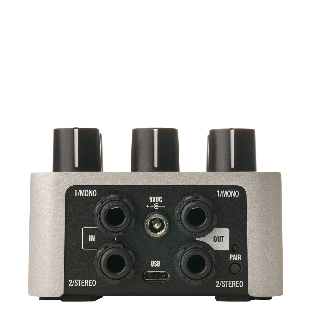input and output from a Universal Audio UAFX Knuckles '92 Dual Rec Amplifier Pedal silver metal