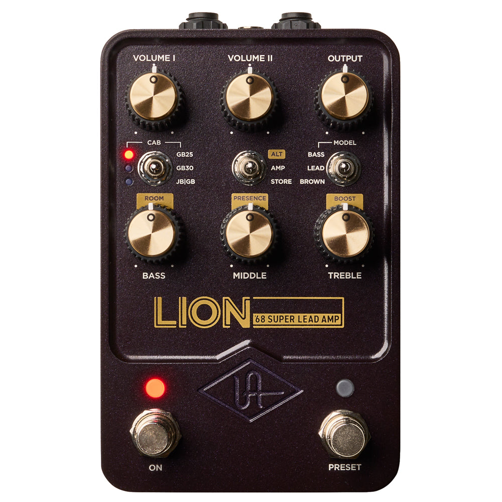 Universal Audio UAFX Lion 68 Super Lead Amp Simulator Pedal with gold knobs