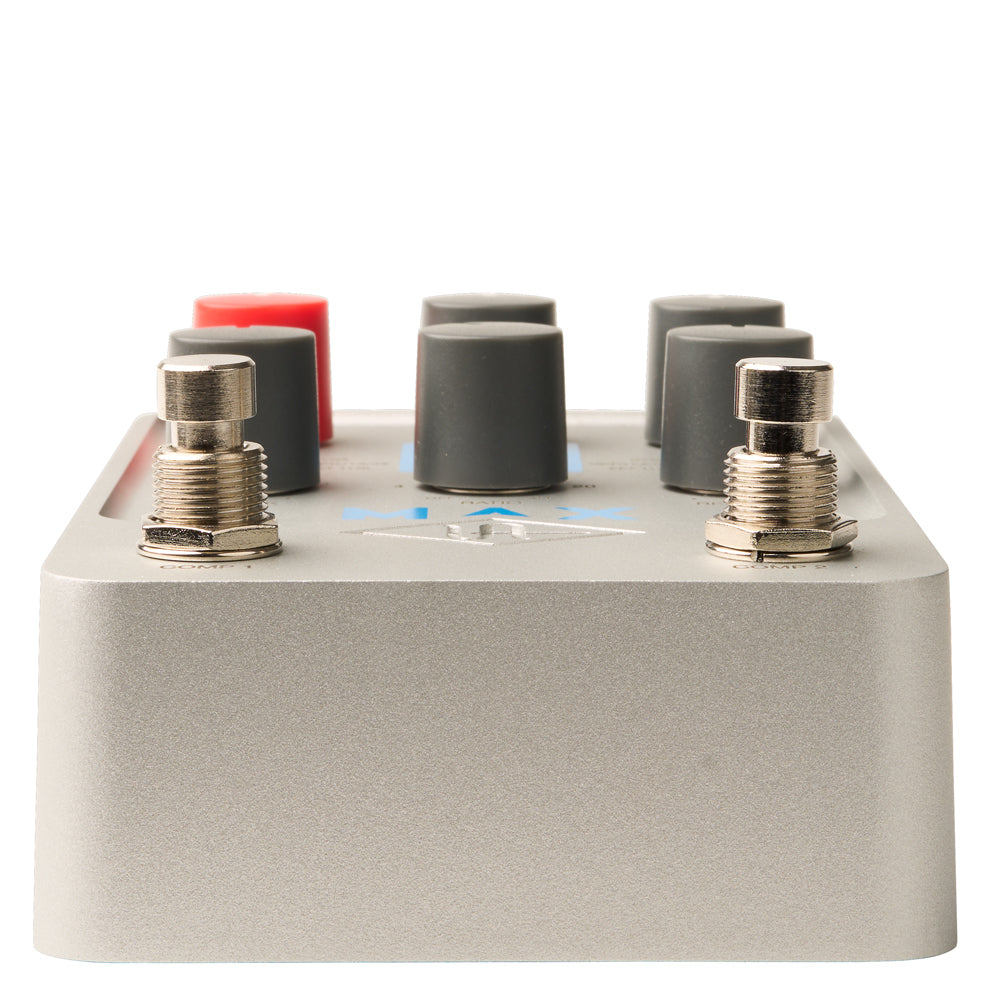 Universal Audio UAFX Max Preamp & Dual Compressor Pedal in silver metal top view