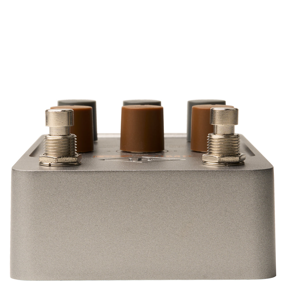 Universal Audio UAFX OX Stomp Dynamic Speaker Emulator Pedal in grey metal with black and brown knobs