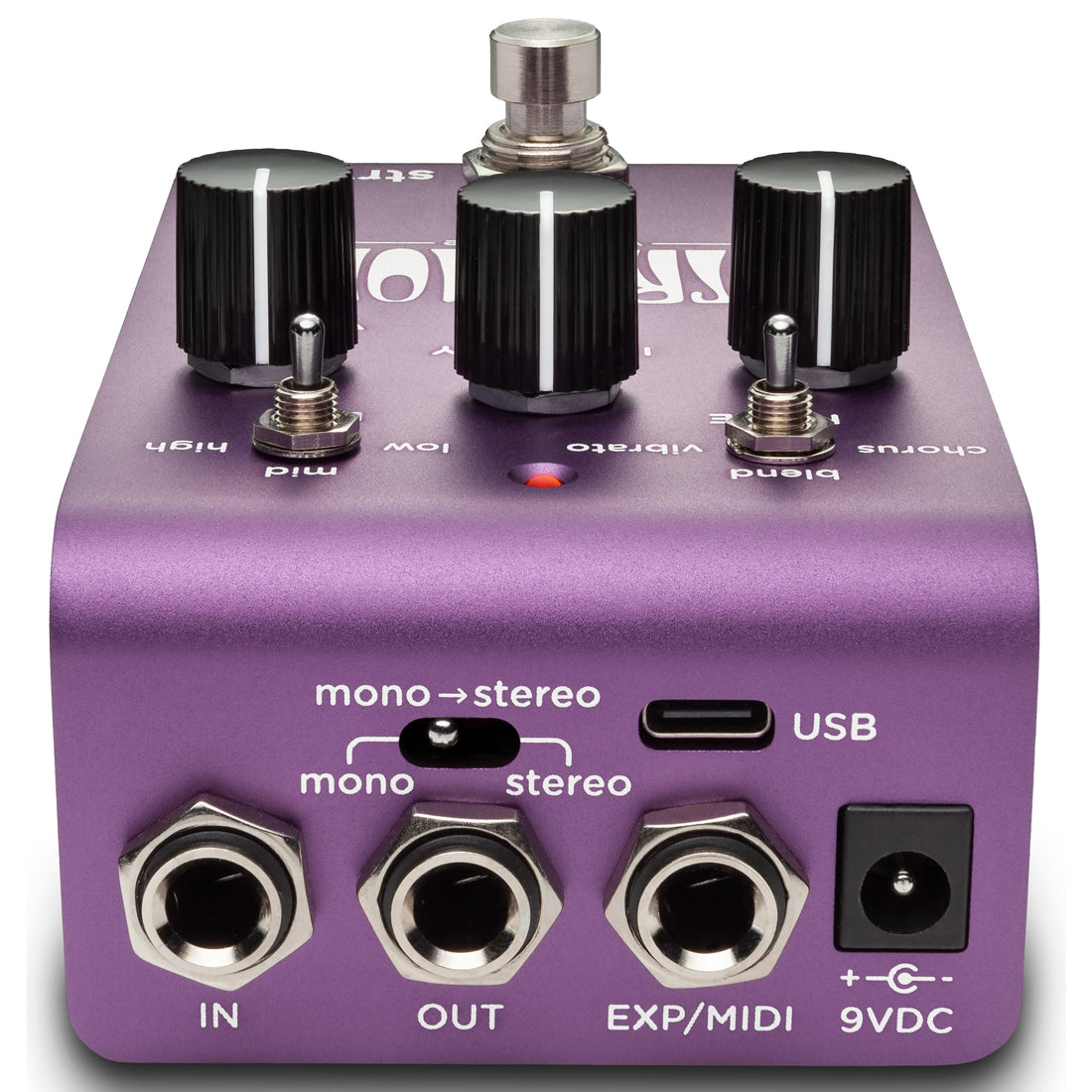 Strymon vintage vibe pedal purple outputs and inputs