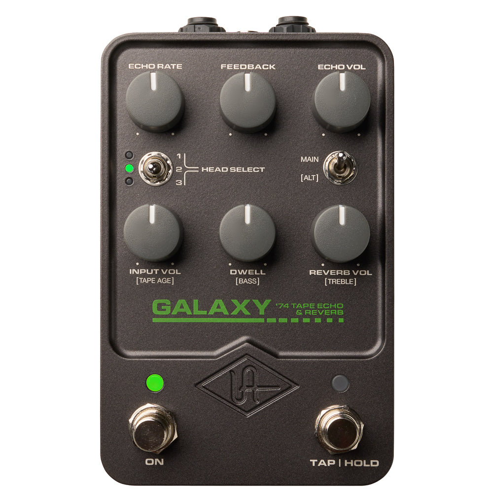 Universal Audio UAFX Galaxy '74 Tape Echo Delay & Reverb Pedal in black metal with green logo