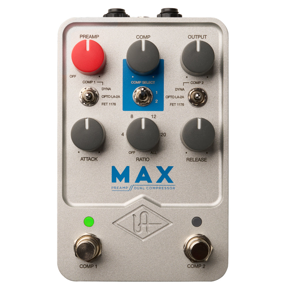 Universal Audio UAFX Max Preamp & Dual Compressor Pedal in silver metal