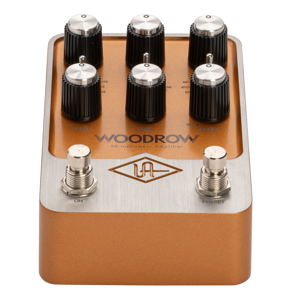 Universal Audio UAFX Woodrow '55 Instrument Amp Pedal with black and silver knobs