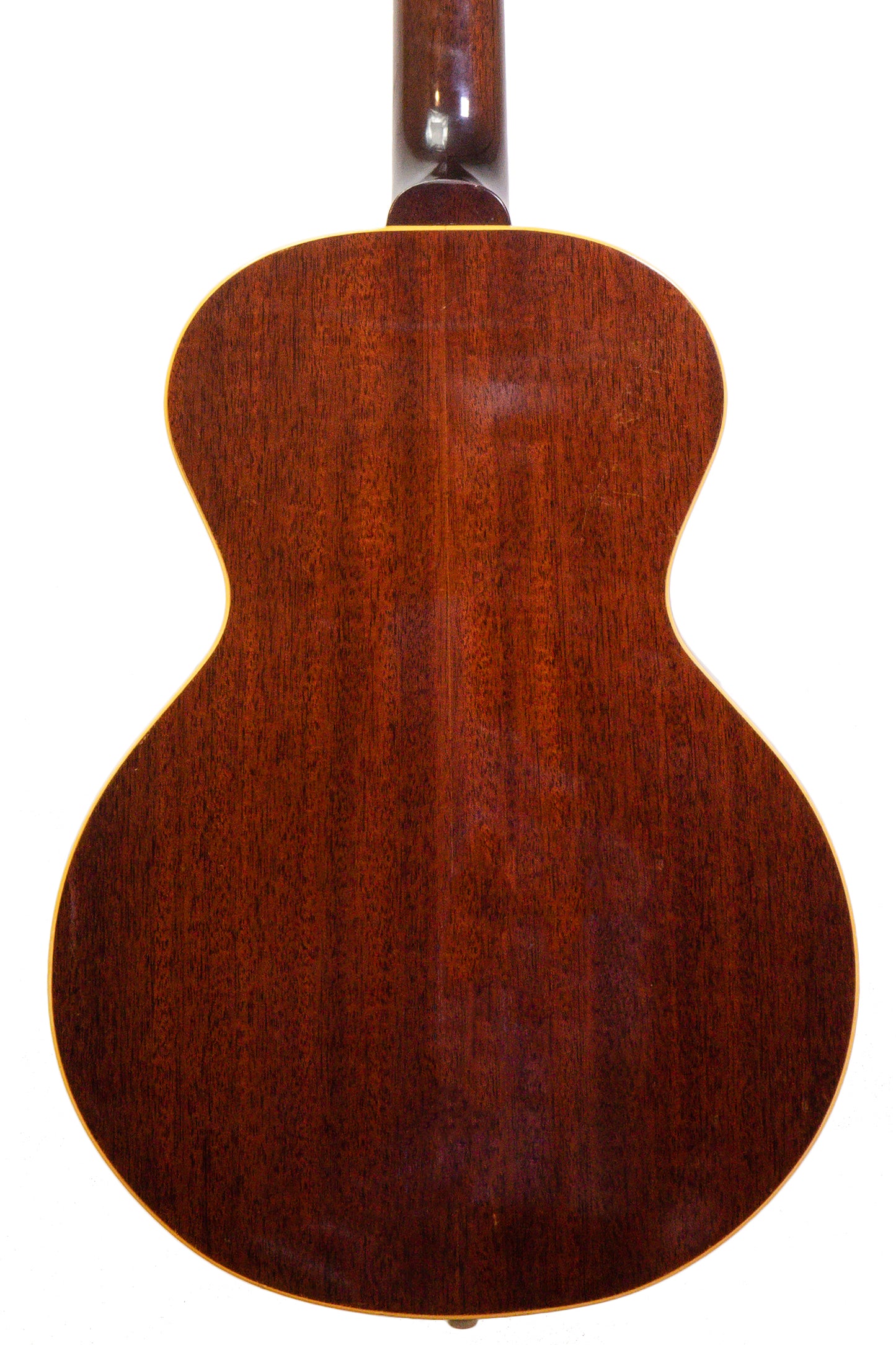 back of a vintage 1957 Gibson LG 3/4 Left Handed acoustic guitar