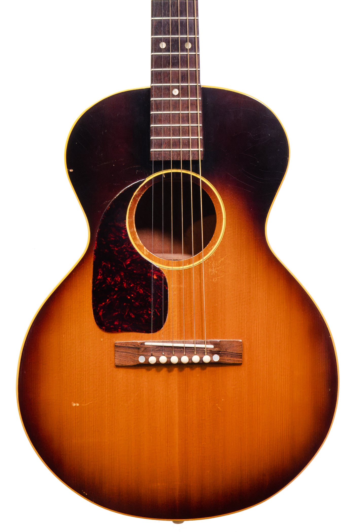 vintage 1957 Gibson LG 3/4 Left Handed acoustic guitar closeup