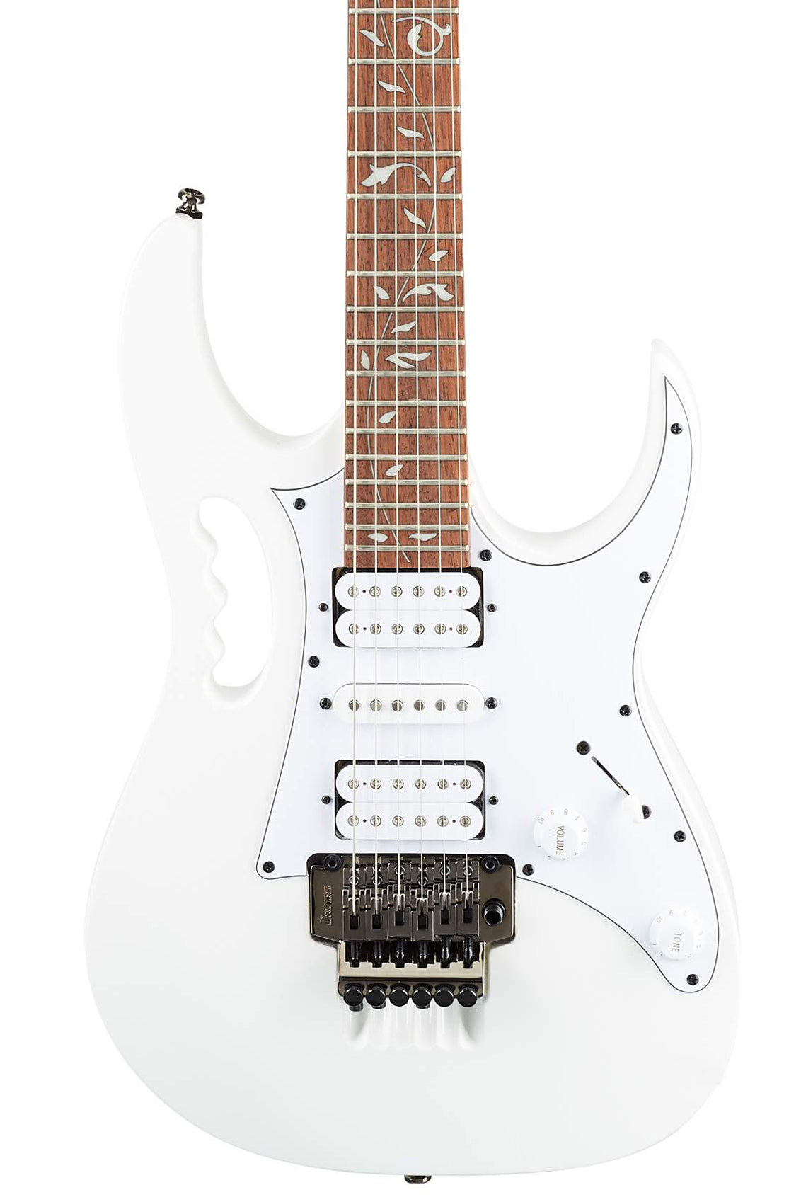 Ibanez Jem Junior JEMJR Steve Vai - White Electric guitar closeup of body