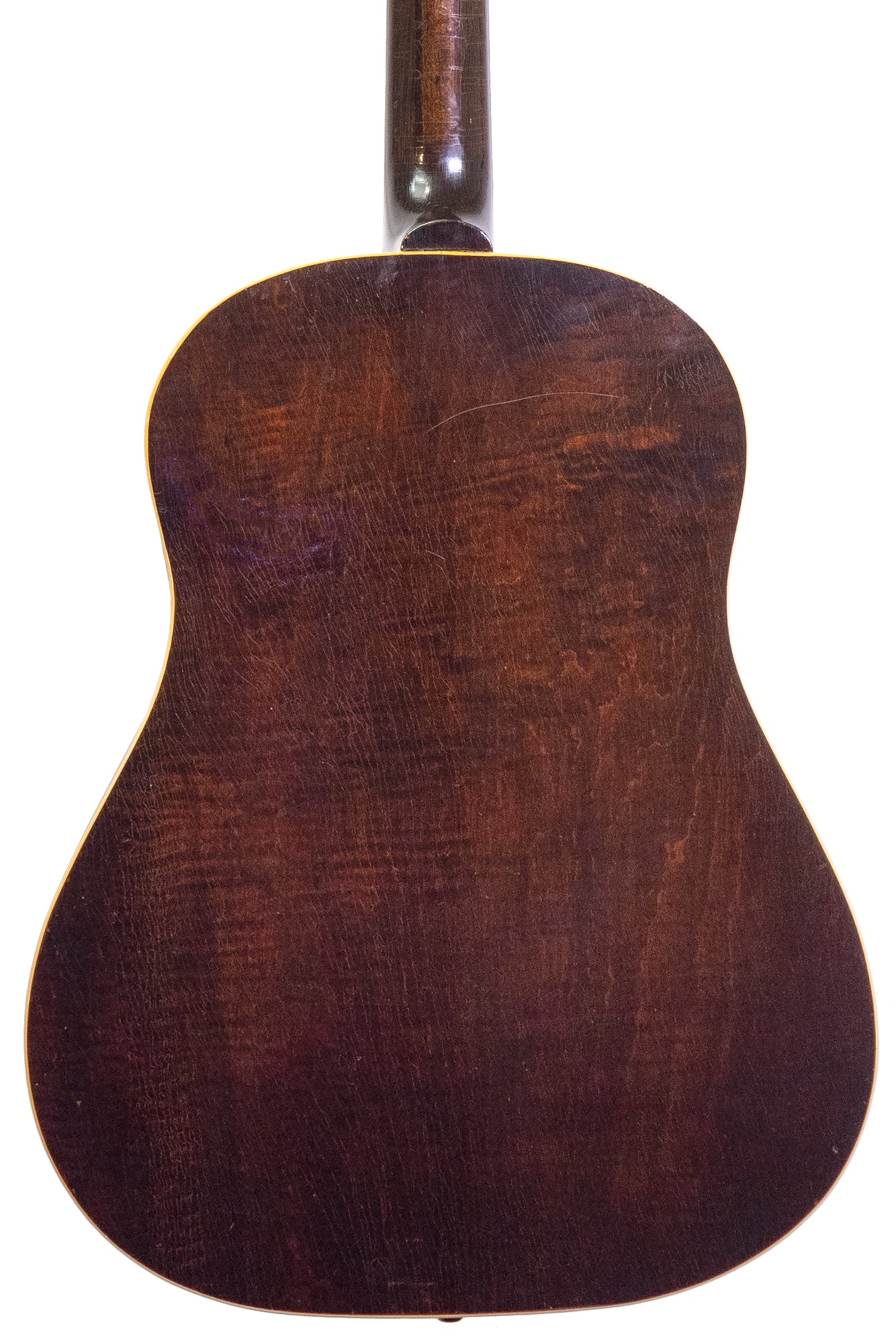 back of a vintage 1944 Gibson J-45 Banner - Maple acoustic guitar