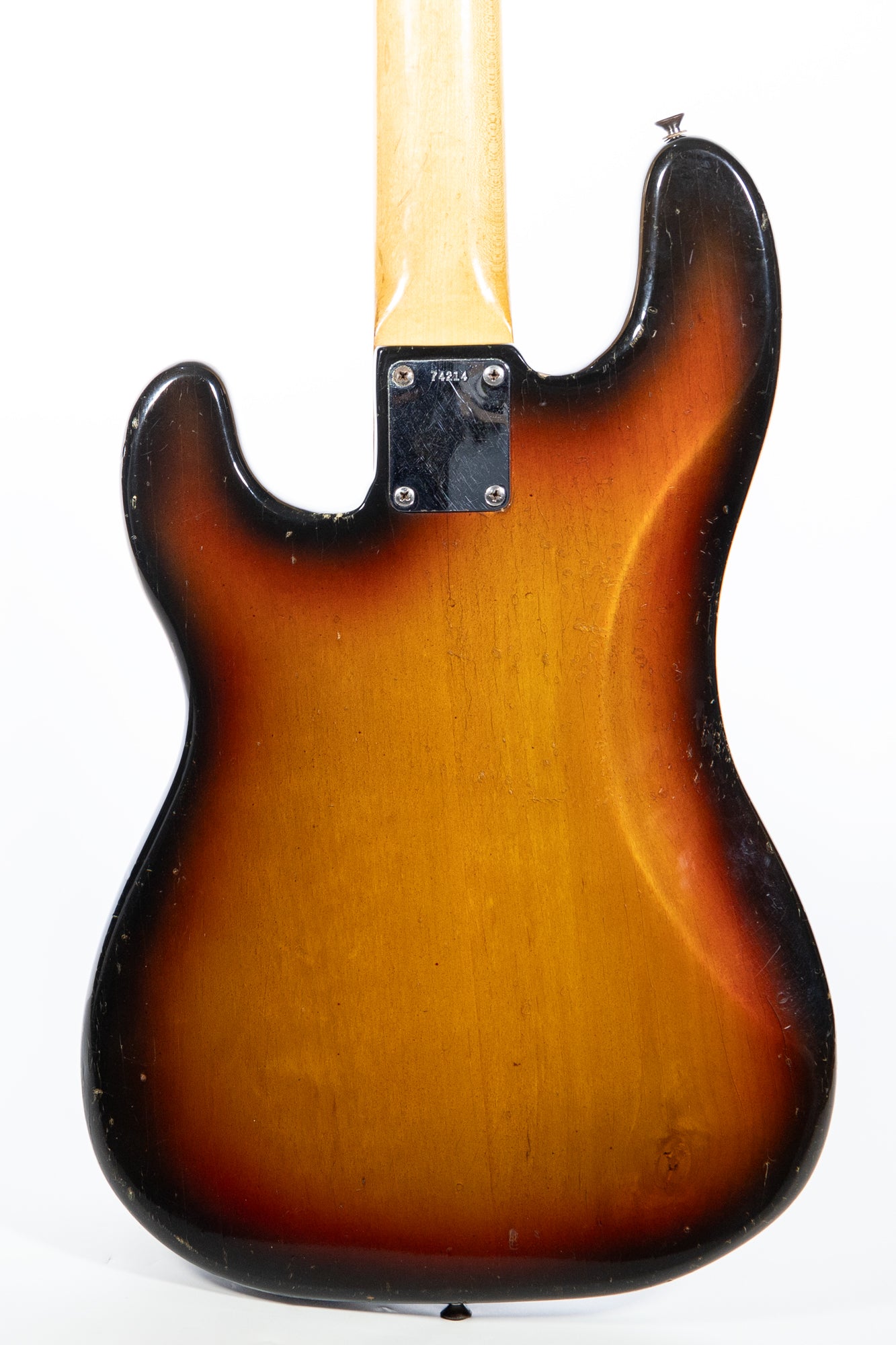 body back of a 1962 Fender Precision Bass, sunburst finish