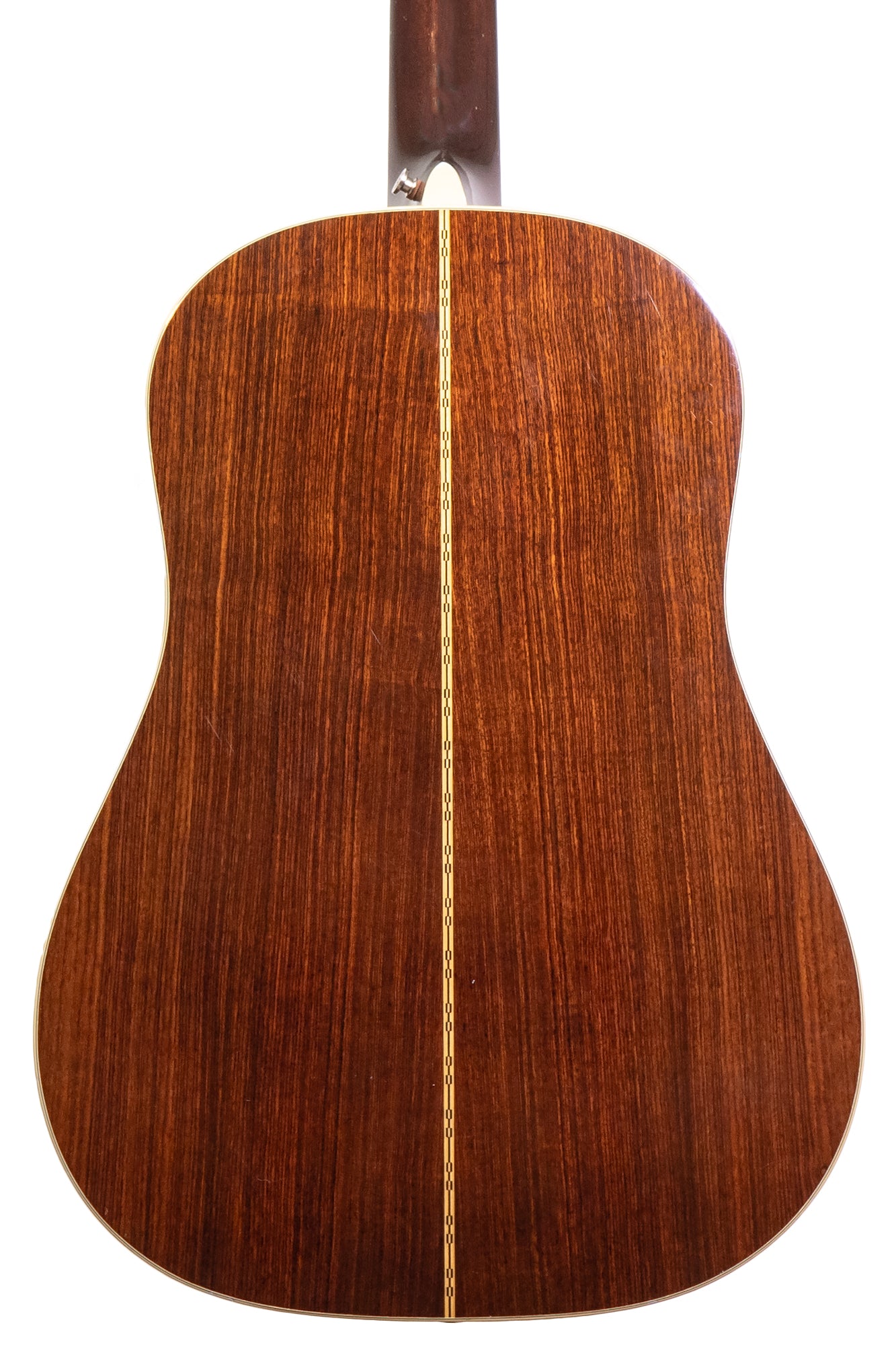 back of a Vintage 1974 Martin D-28S acoustic guitar