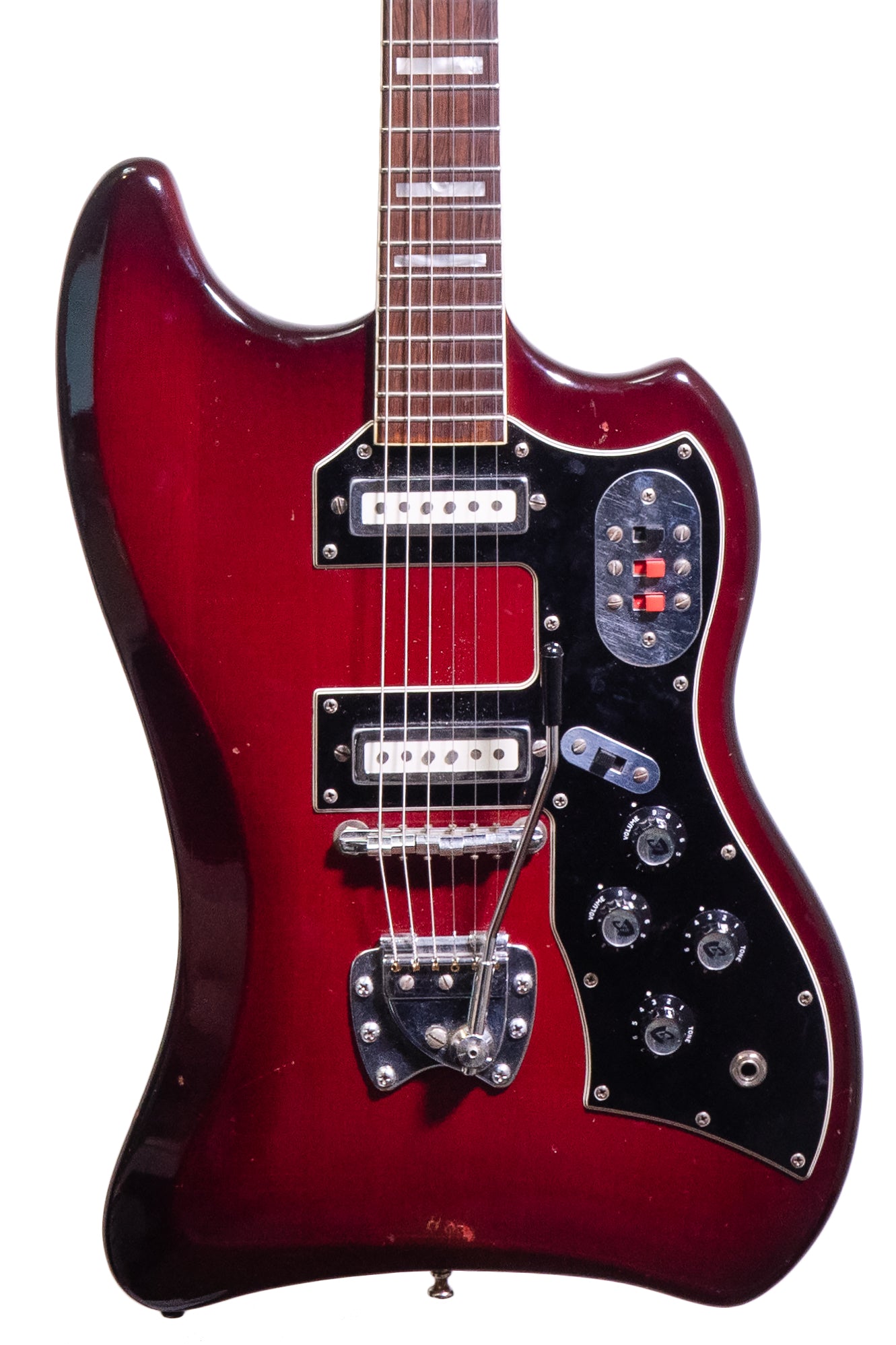 closeup of a rare vintage 1966 Guild S-200 Thunderbird electric guitar
