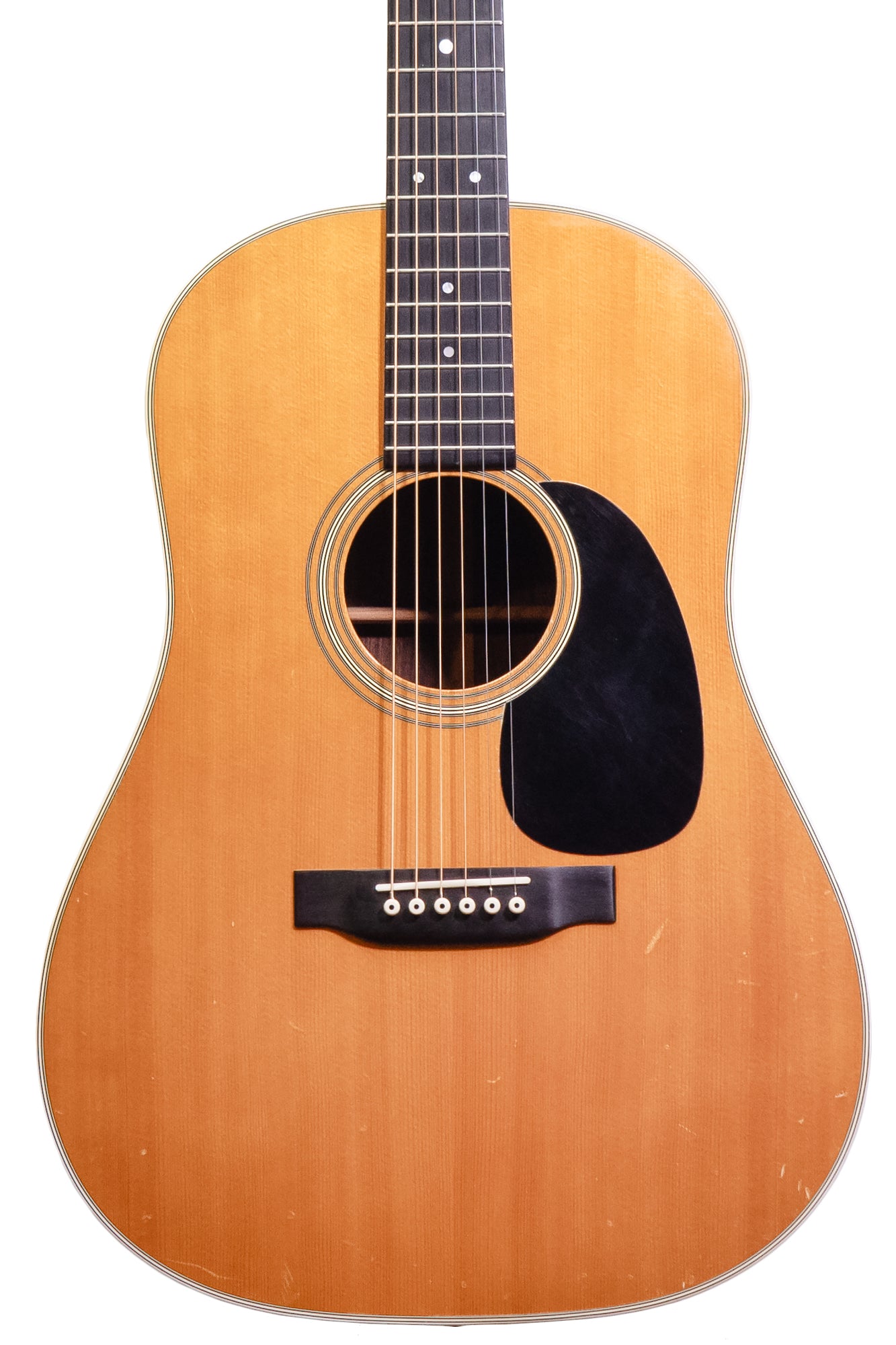 closeup of a Vintage 1974 Martin D-28S acoustic guitar
