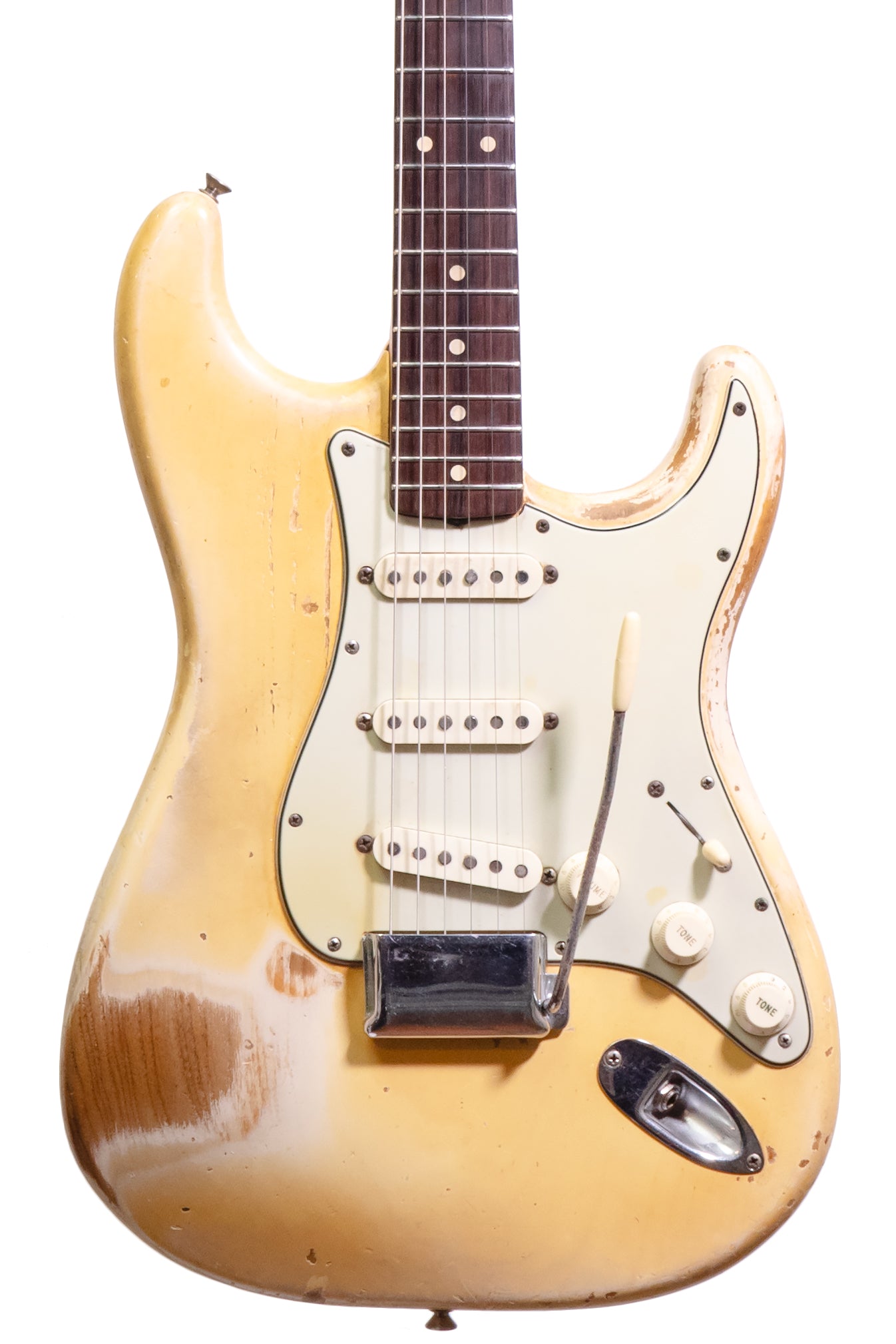 Vintage 1961 Fender Stratocaster electric guitar closeup