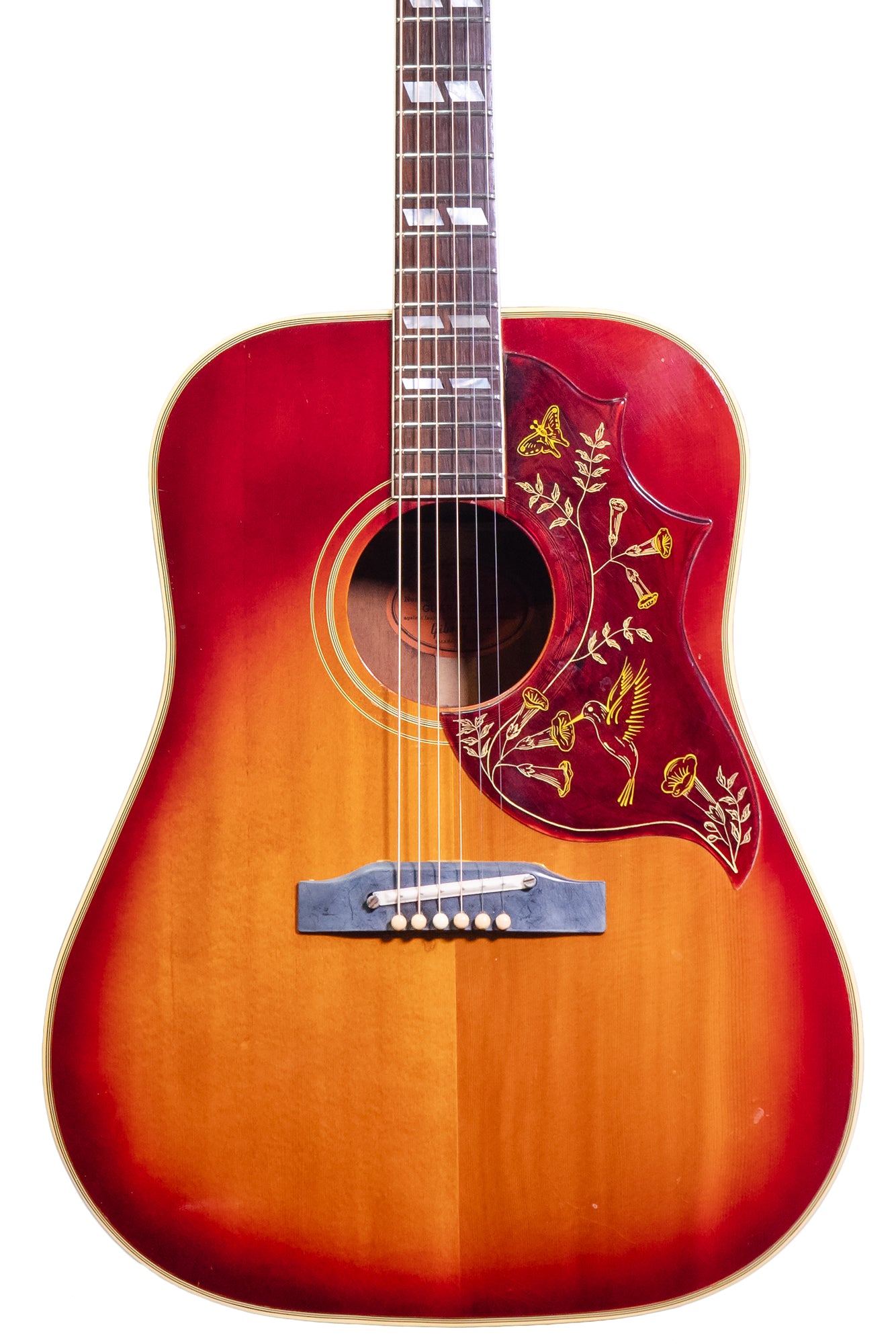 pick guard form an Original vintage 1963 Gibson Hummingbird Acoustic Guitar in 'cherry burst'