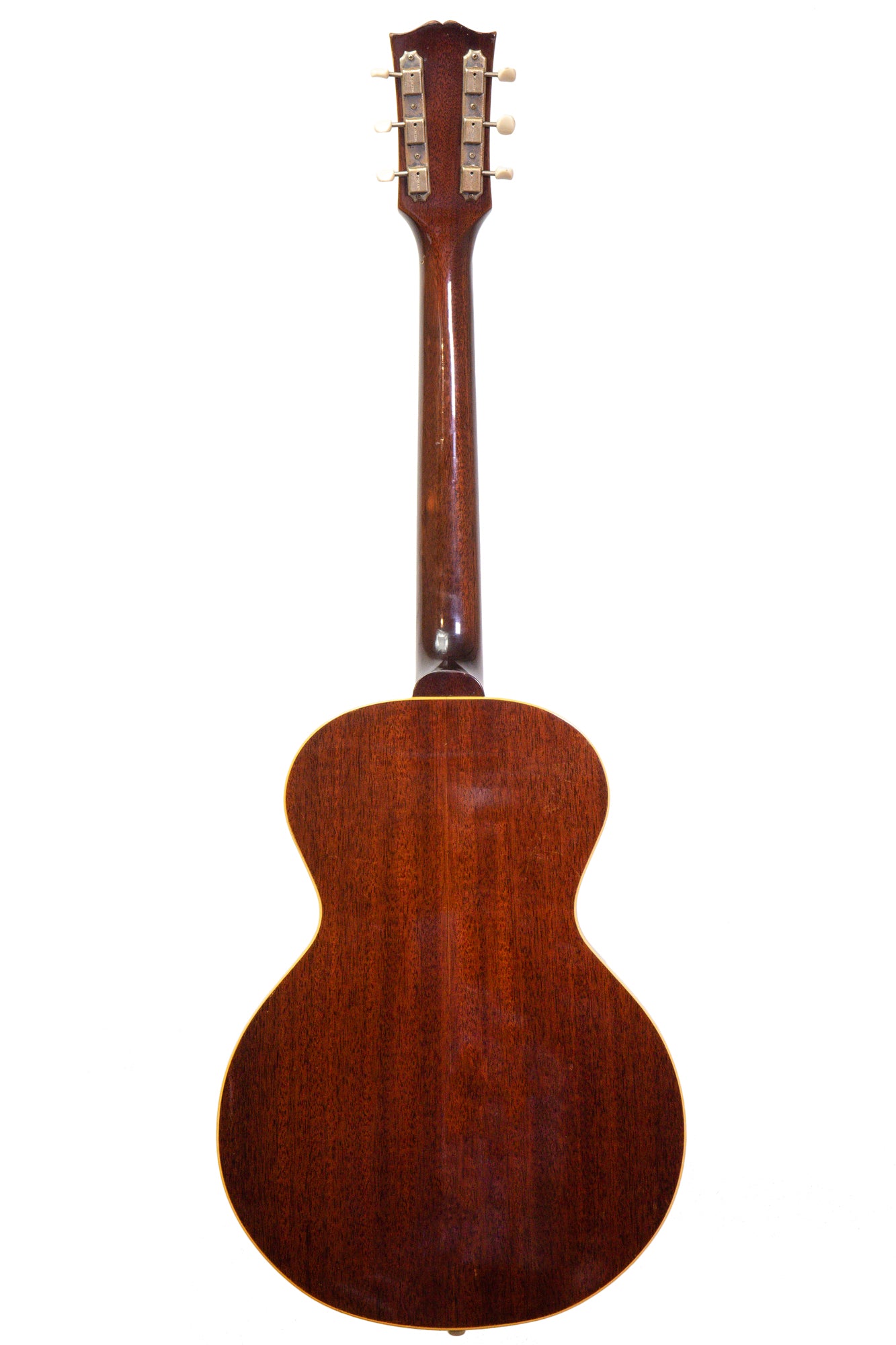 back and neck of a vintage 1957 Gibson LG 3/4 Left Handed acoustic guitar