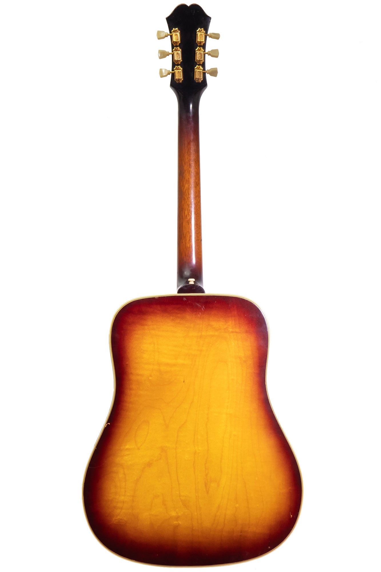 full back of a Original 1964 Epiphone Frontier vintage acoustic guitar in burst