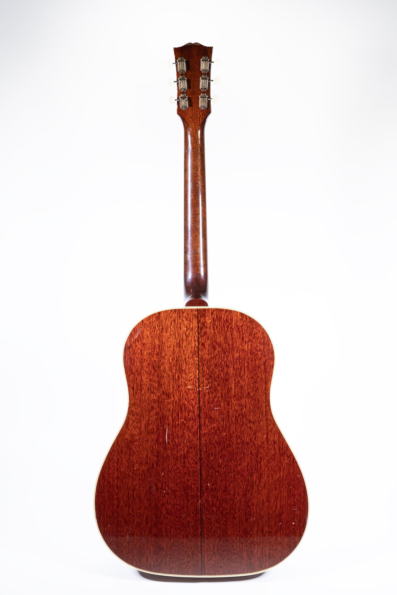 back of a vintage 1960 Gibson Country Western acoustic guitar