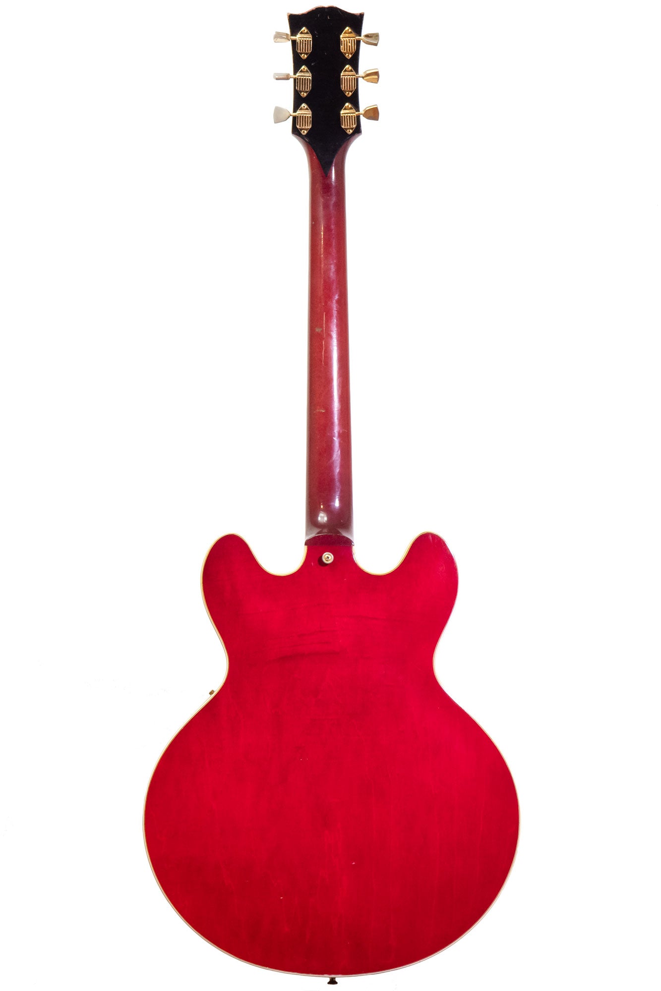 full back of Vintage 1965 Gibson ES-355 electric guitar in cherry red