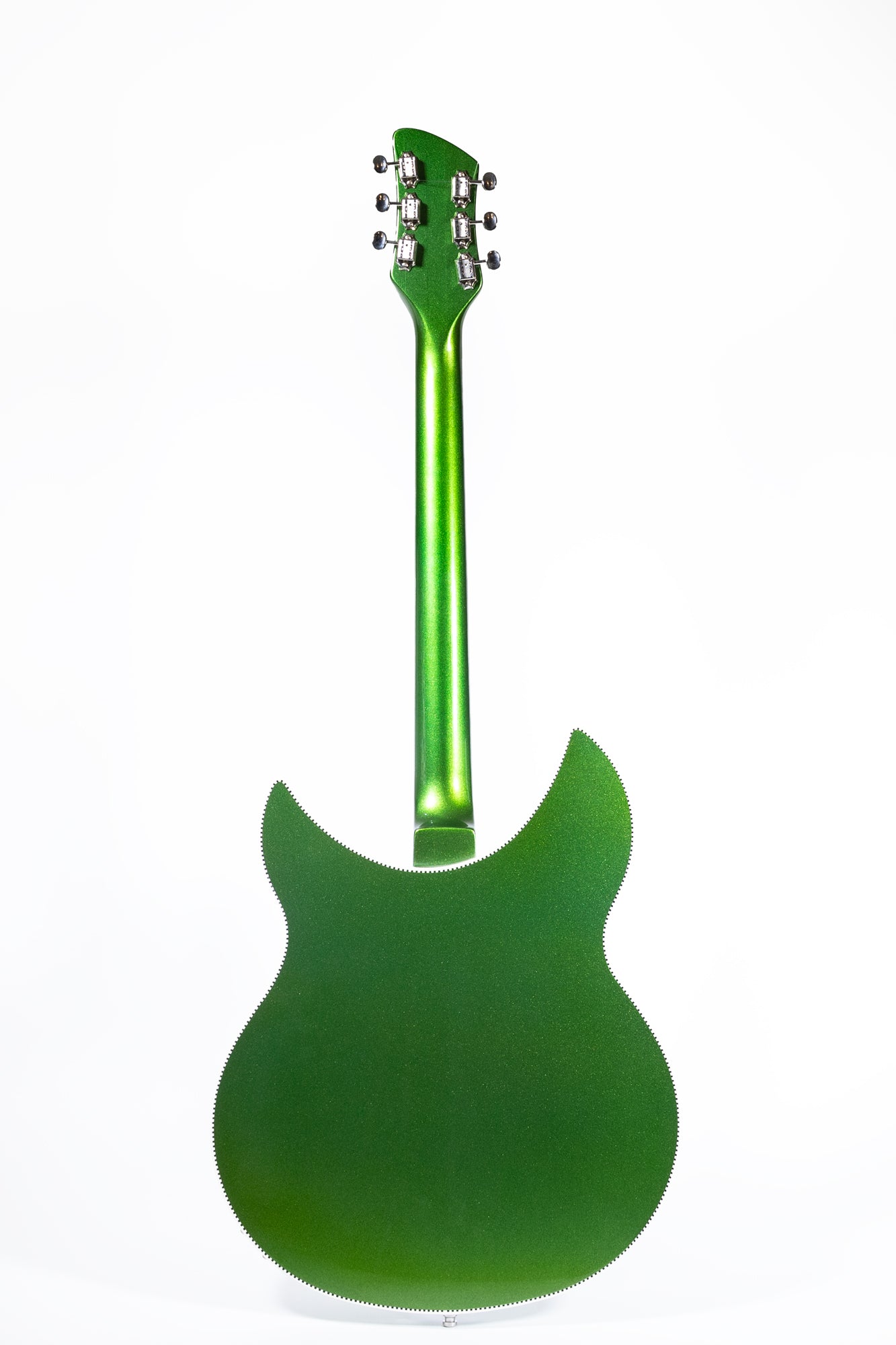 back of a Rare 2024 Rickenbacker 360 Limited Edition Candy Apple Green electric guitar