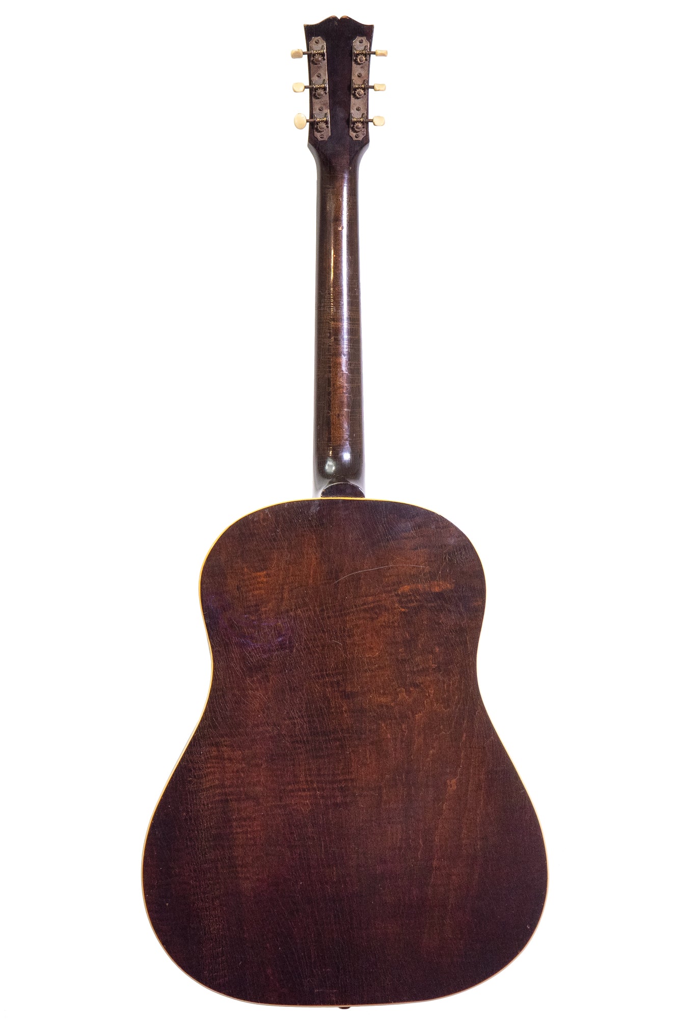 back and neck of a vintage 1944 Gibson J-45 Banner - Maple acoustic guitar