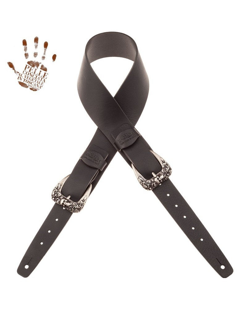 Magrabo Twin Buckle TC Core Dark Brown 7 cm Skull & Roses Silver Buckle