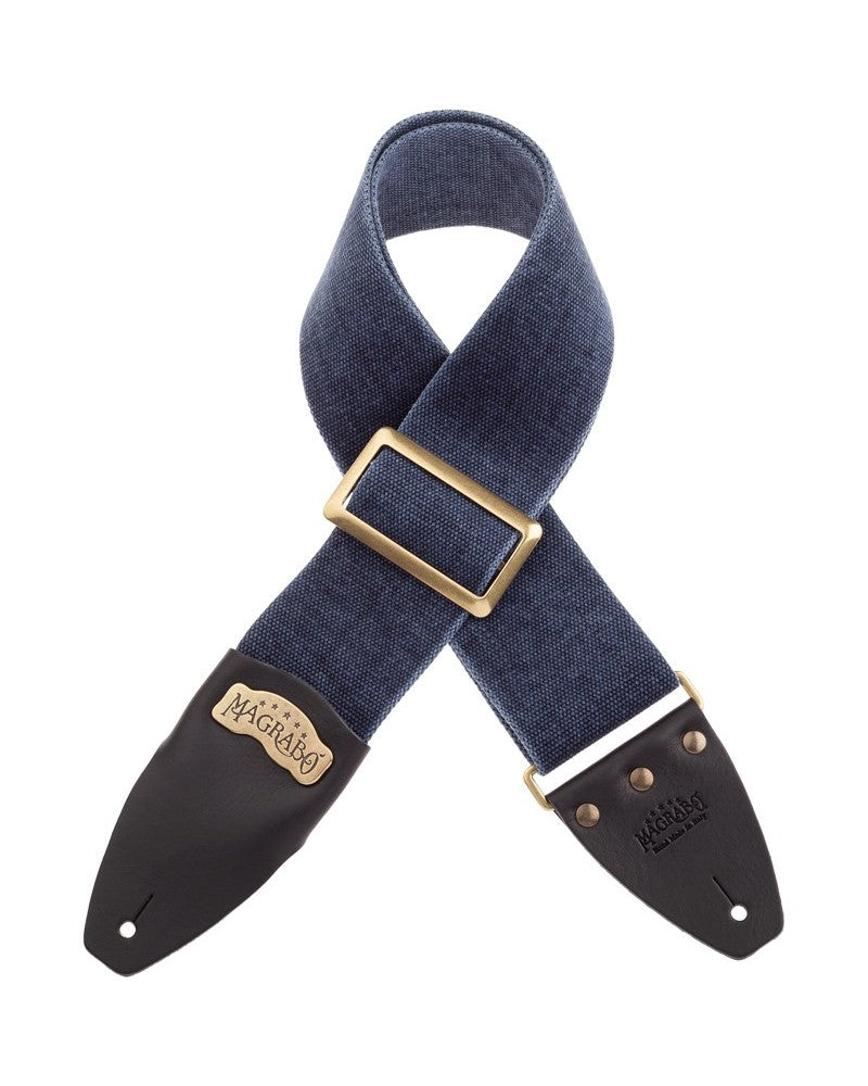 Magrabo Stripe Sc Cotton Washed Blu 8cm - Core Black, Brass Recta Buckle
