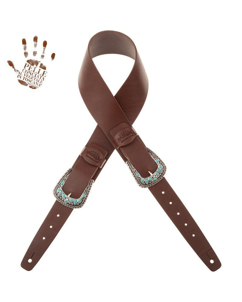 Magrabo Twin Buckle TC Core Dark Brown 7 cm Turchese Drop Stone Buckle