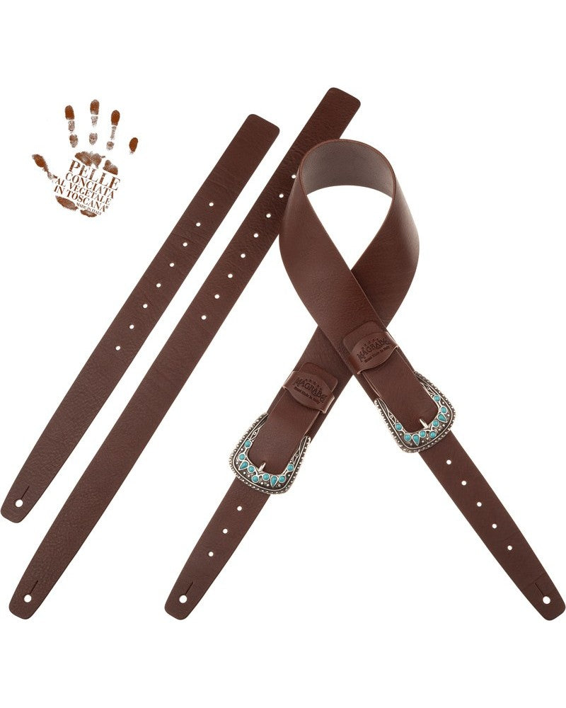 Magrabo Twin Buckle TC Core Dark Brown 7 cm Turchese Drop Stone Buckle