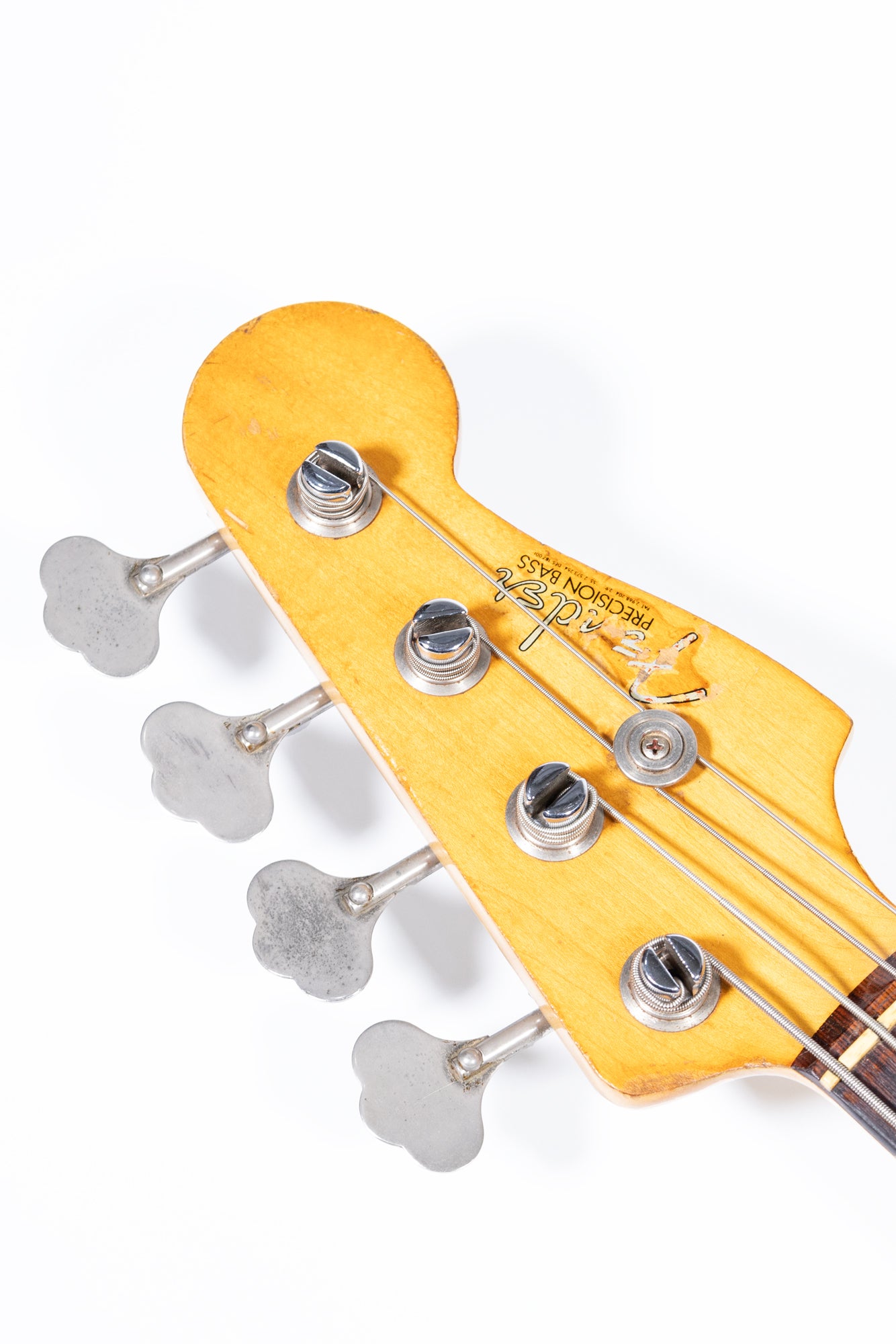 side profile of a 1962 Fender Precision Bass headstock