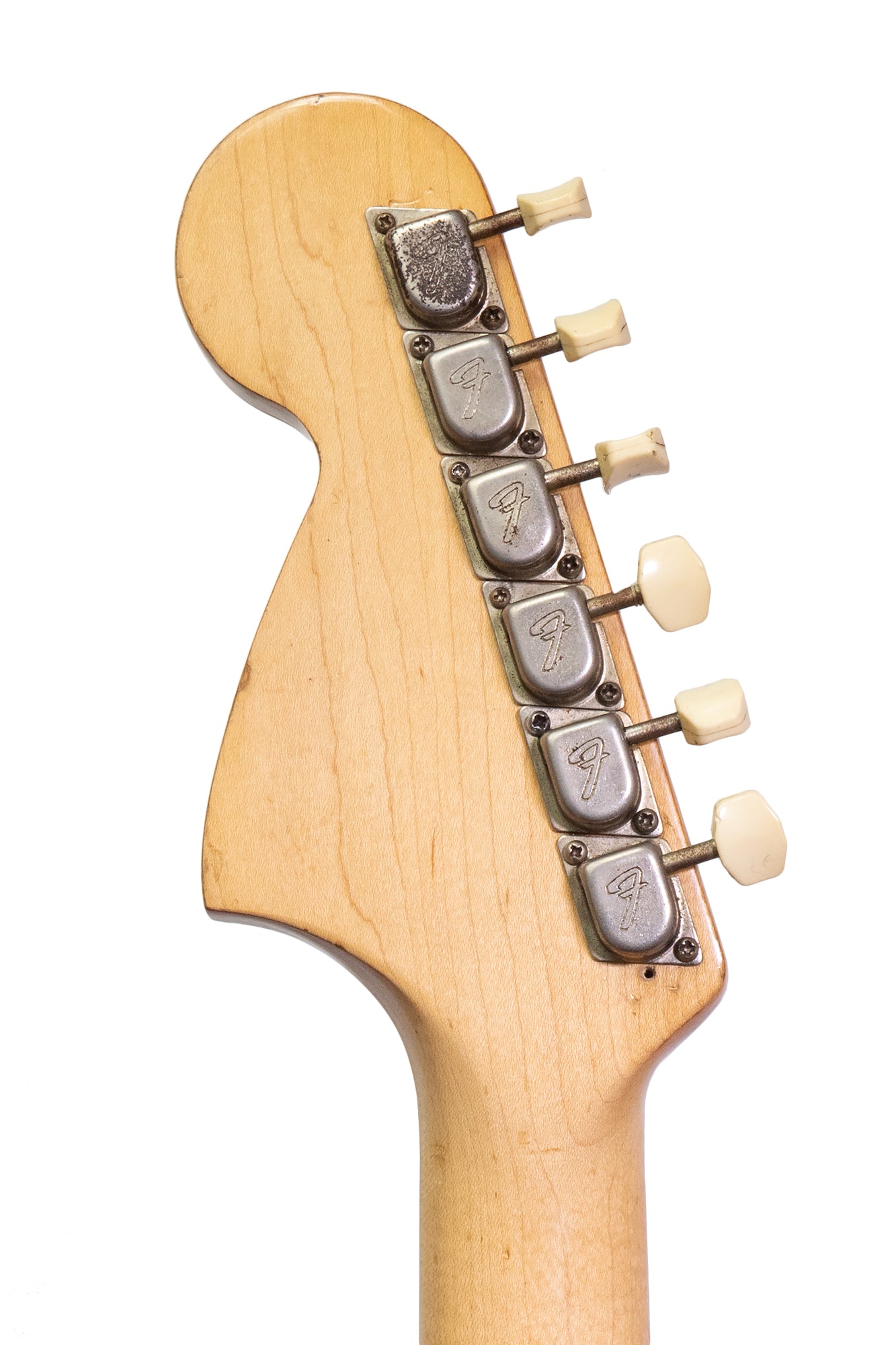 tuners from a Vintage 1969 Fender Competition Mustang electric guitar