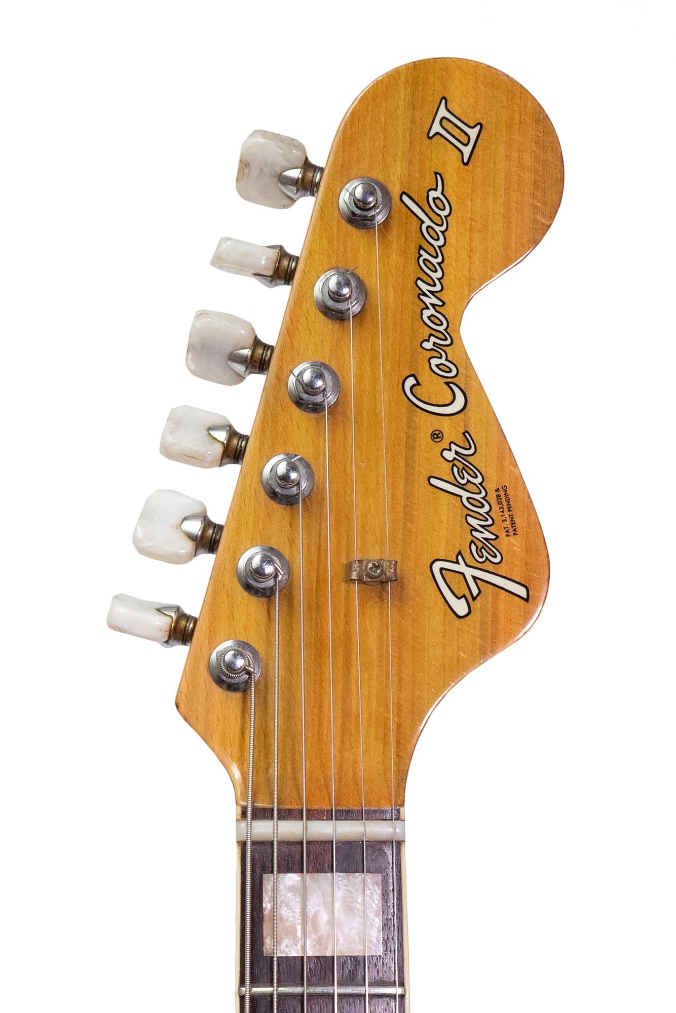 headstock from a vintage 1967 Fender Coronado Wildwood electric guitar