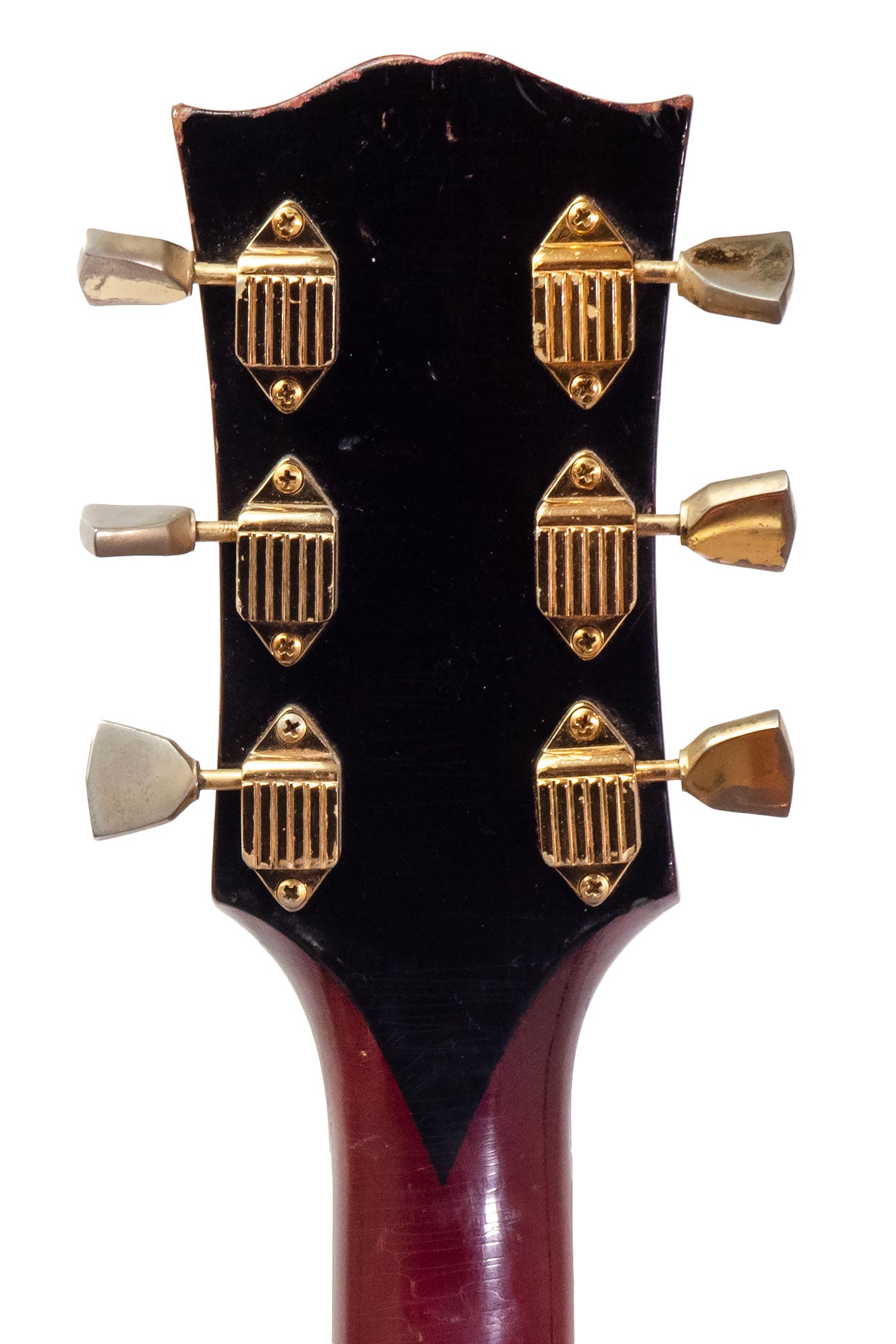 tuners from a Vintage 1965 Gibson ES-355 electric guitar in cherry red