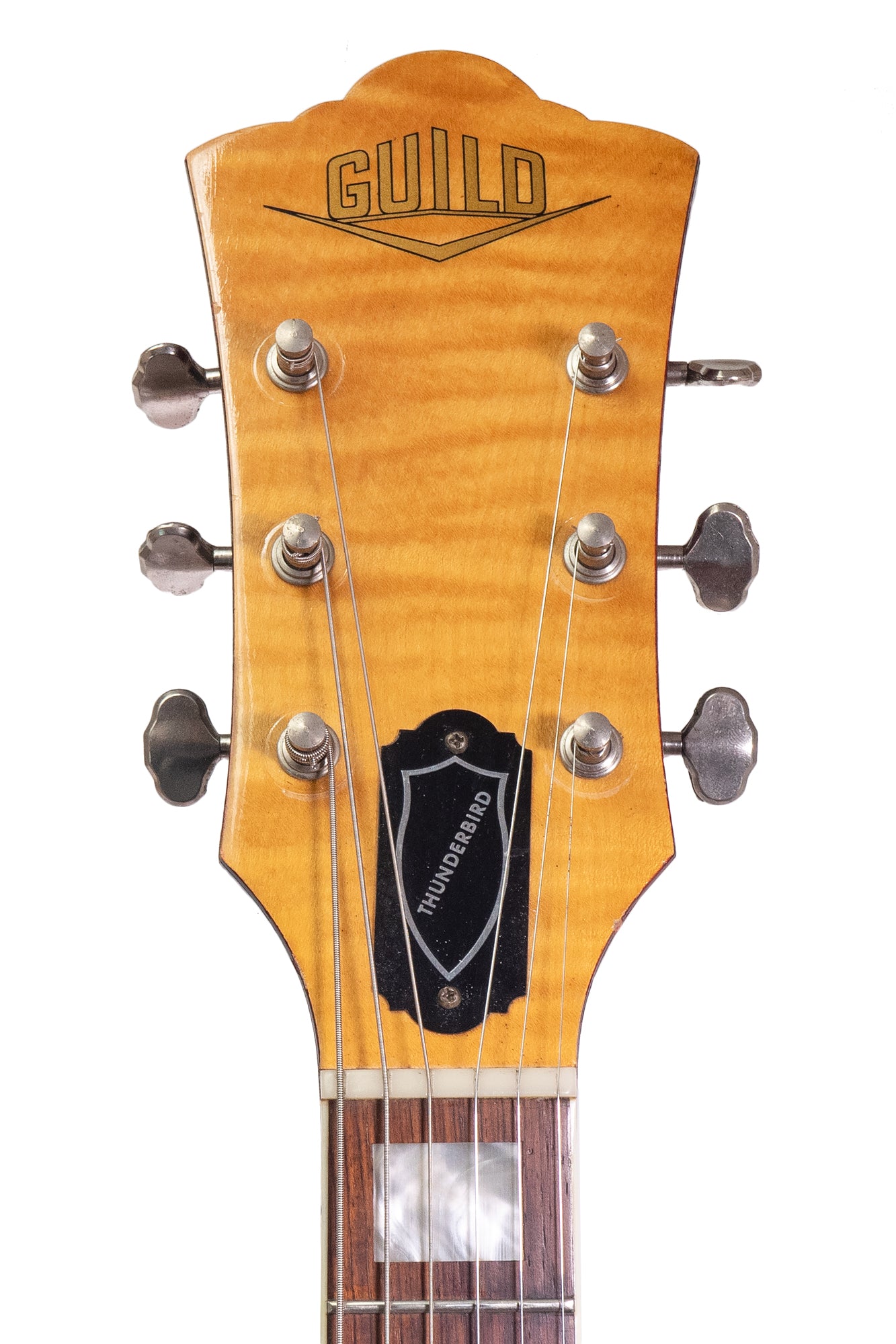 headstock from a rare vintage 1966 Guild S-200 Thunderbird electric guitar
