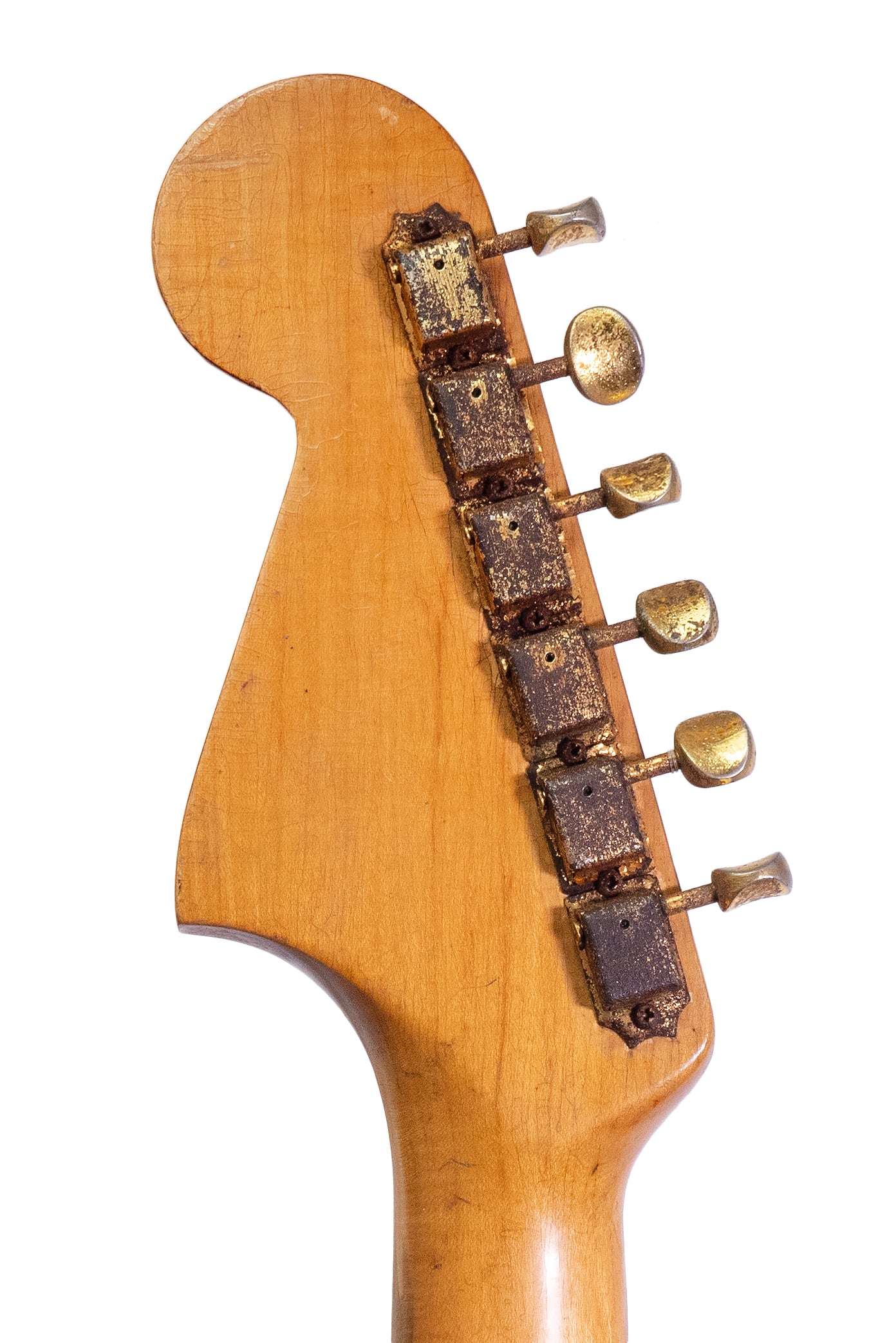 tuners from a Vintage 1965 Fender Jaguar original electric guitar in sunburst