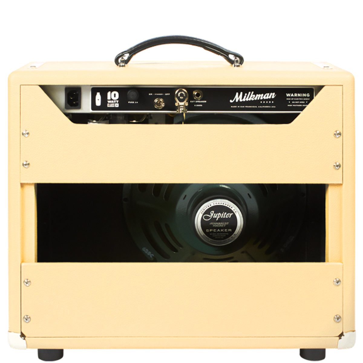 Milkman Sound One Watt Plus yellow and cream amplifier with Jupiter speaker