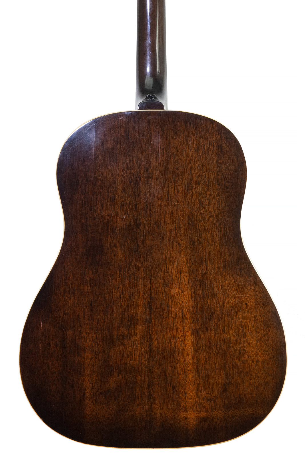 closeup of the back of an Original vintage 1967 Gibson J-160E acoustic guitar
