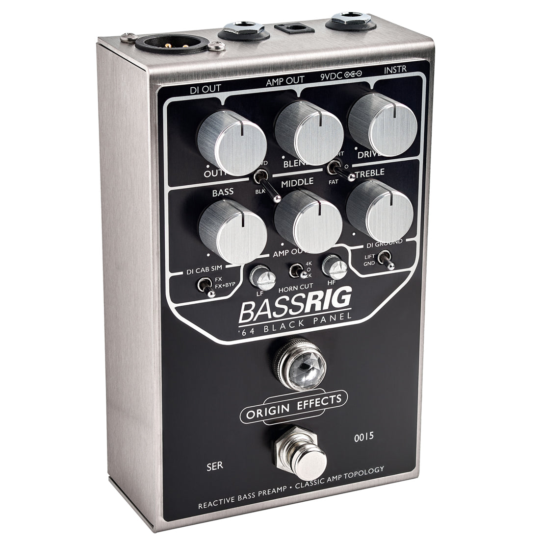 Origin Effects BassRIG '64 Black Panel effect pedal side view