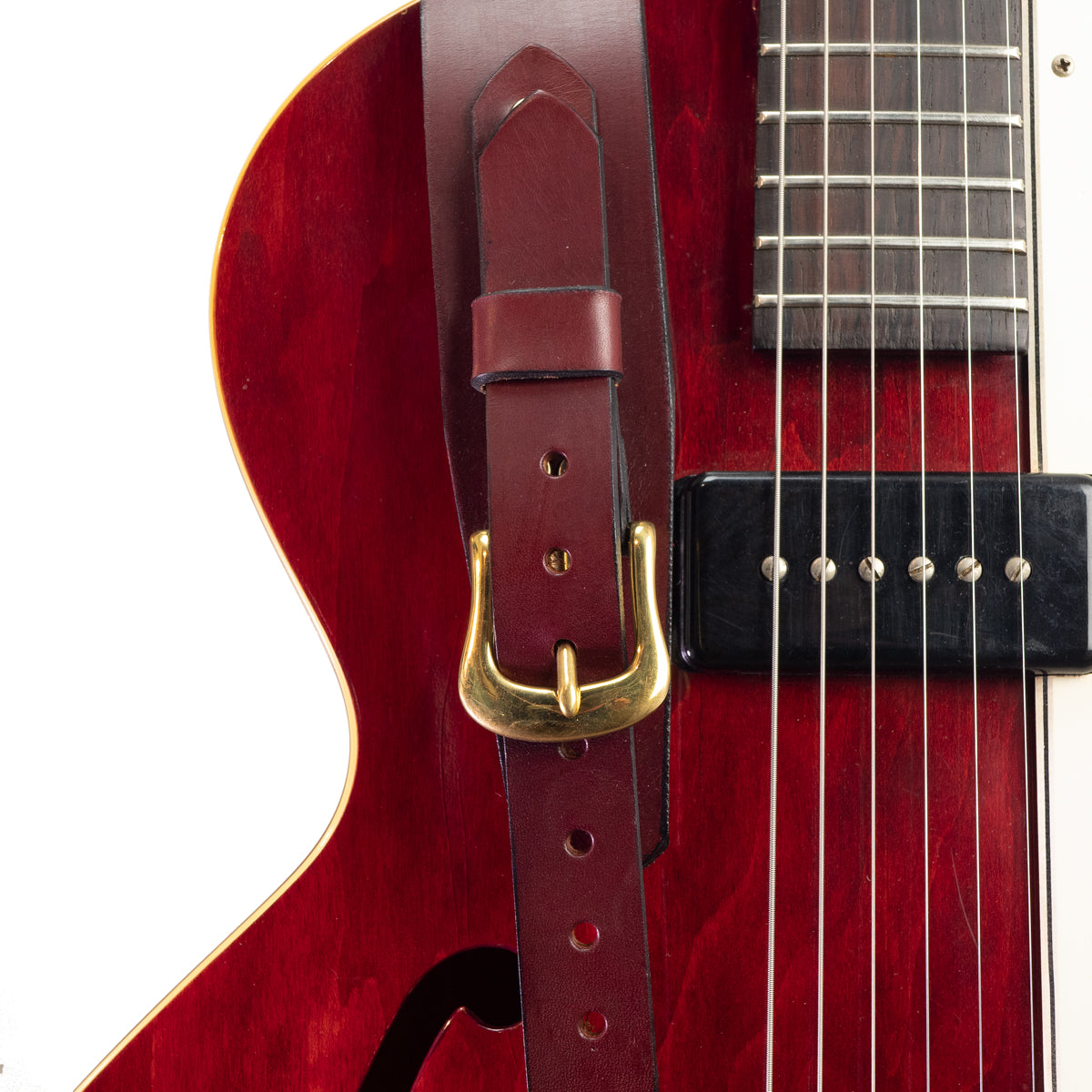 Bear Straps - Slimline Classic Brown & Brass leather guitar strap