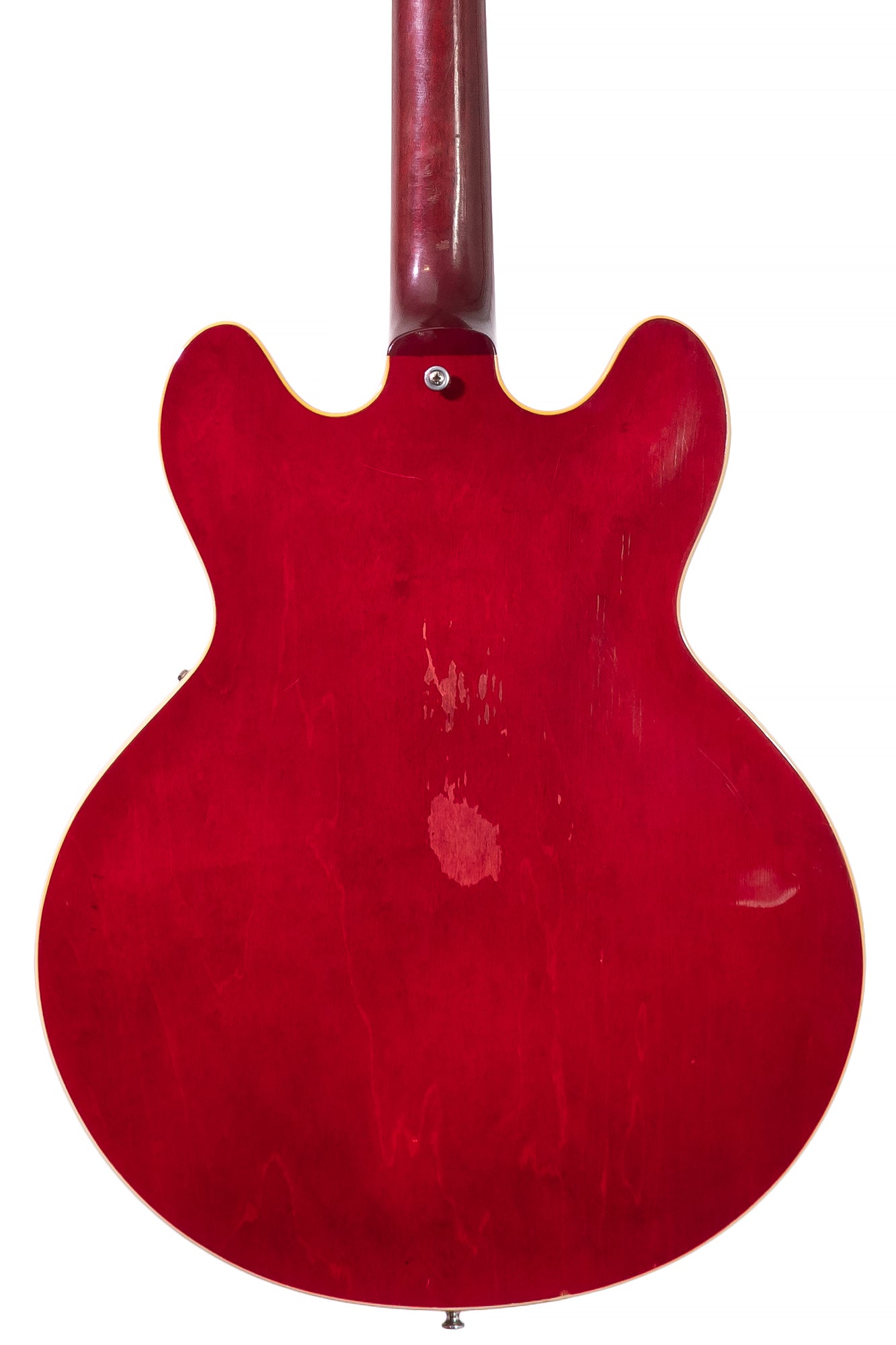 Closeup of a the back of a Original 1965 Gibson Trini Lopez vintage electric guitar