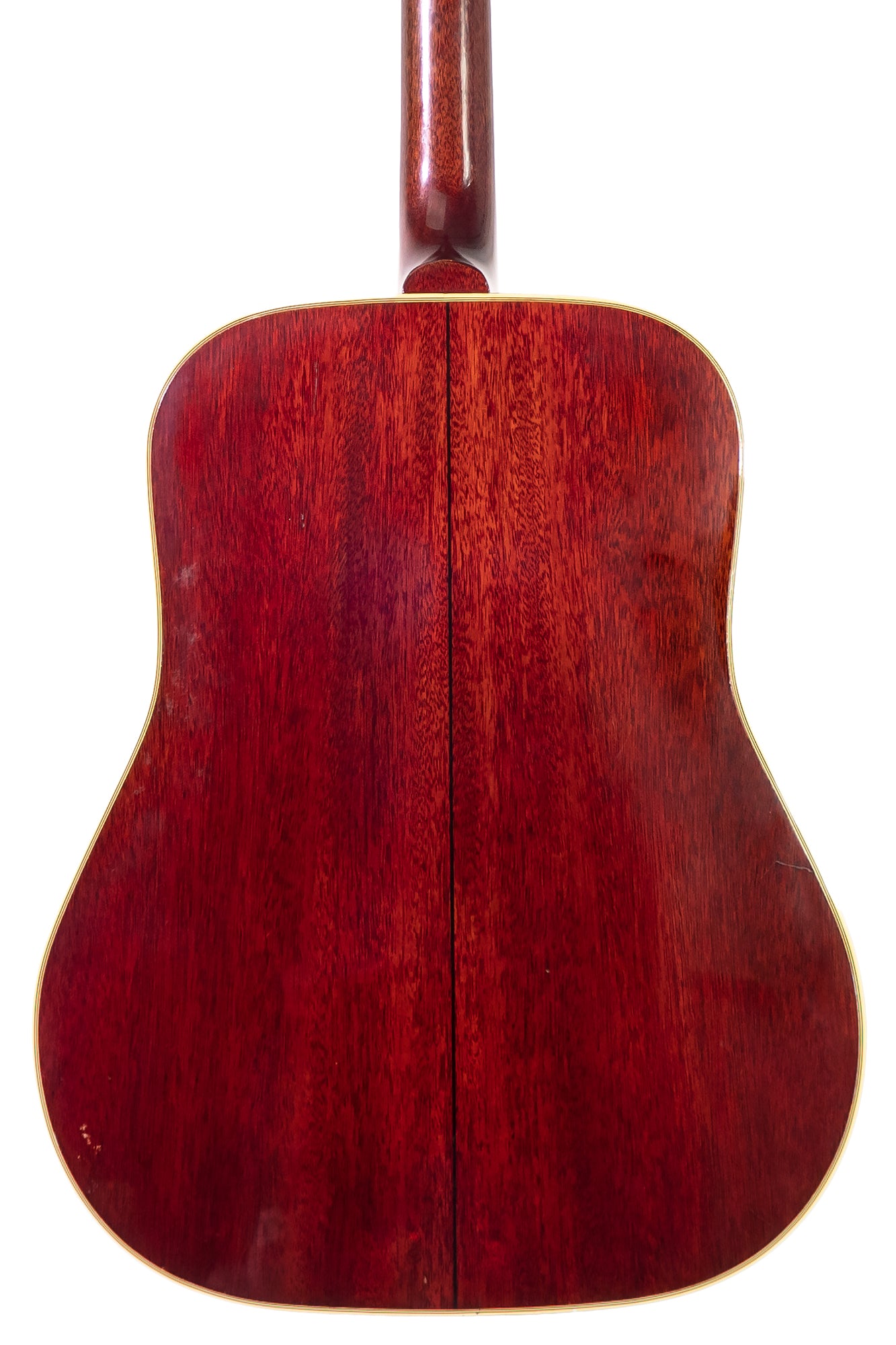 closeup of the back of a Original 1963 Gibson Country Western acoustic guitar