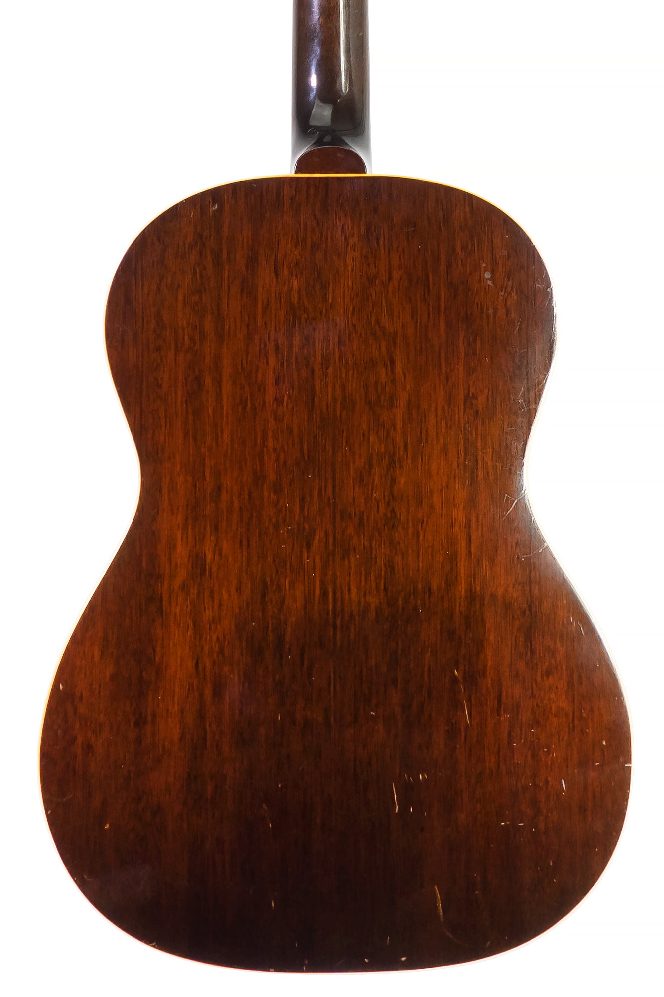 back of a vintage 1948 Gibson LG-1 acoustic guitar