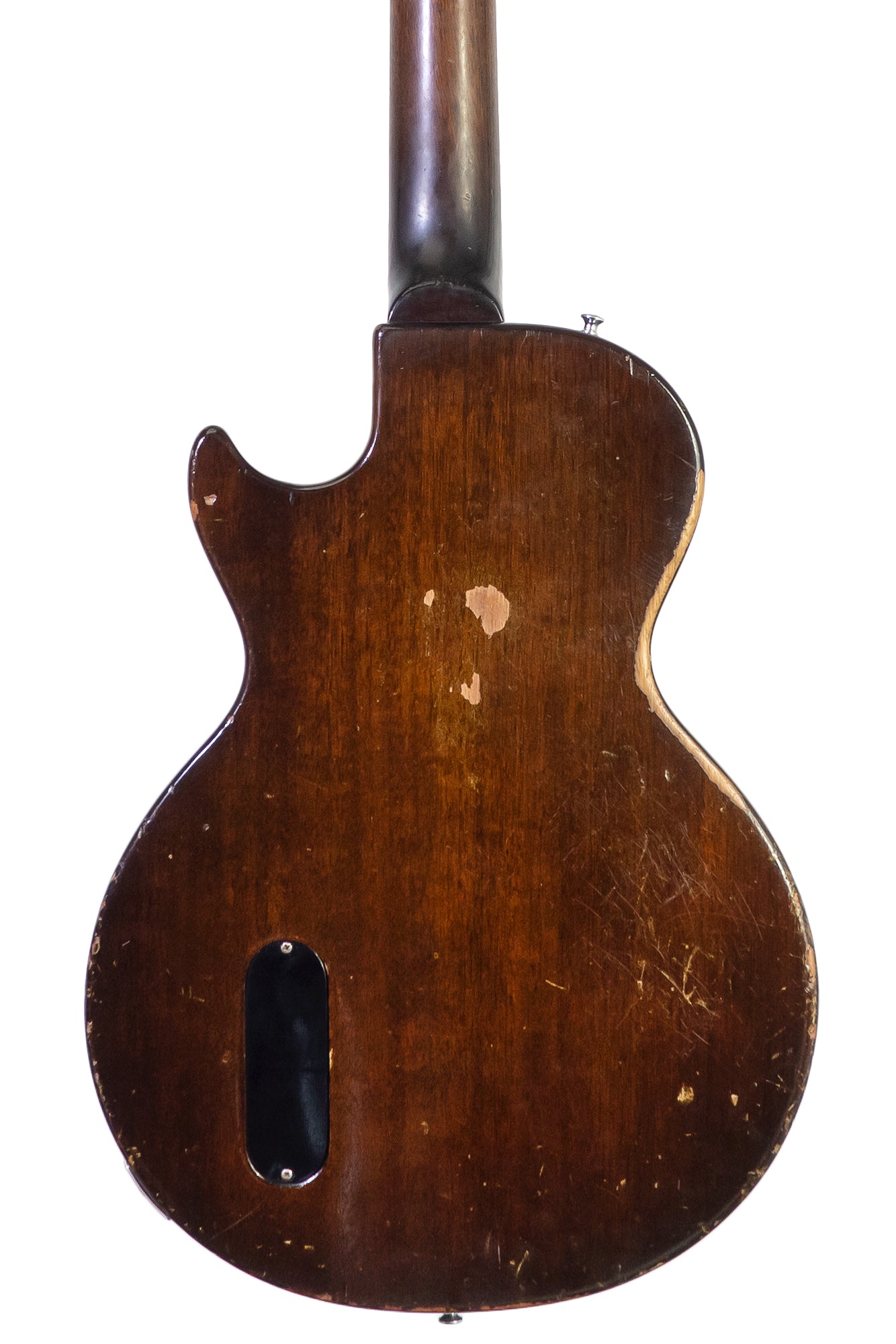 closeup of a vintage 1957 Gibson Les Paul Junior electric guitar